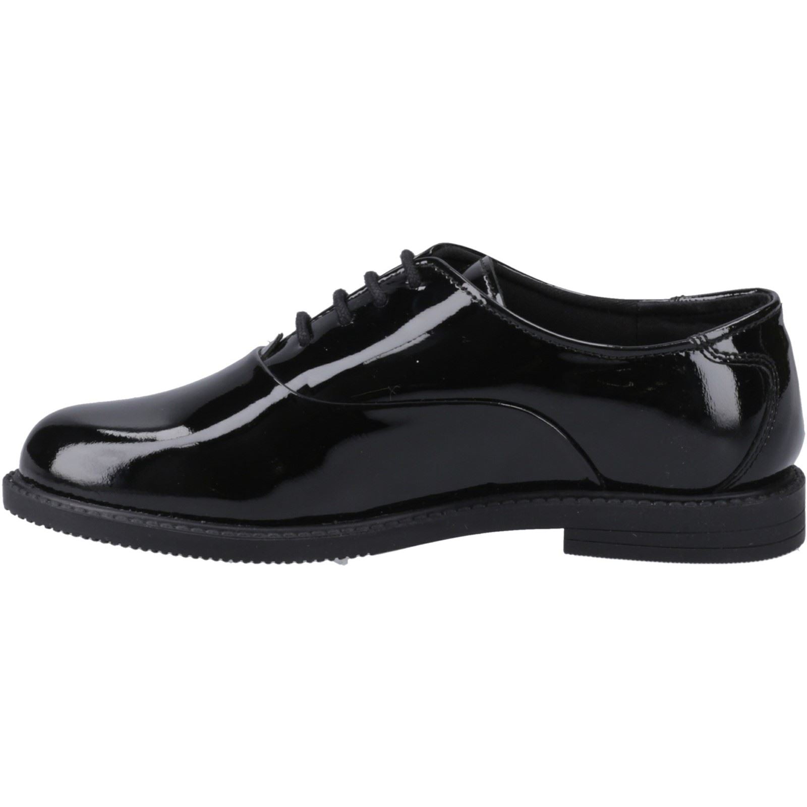 Hush Puppies Nellie Patent Chaussures Oxford Noires En Cuir Pour Filles
