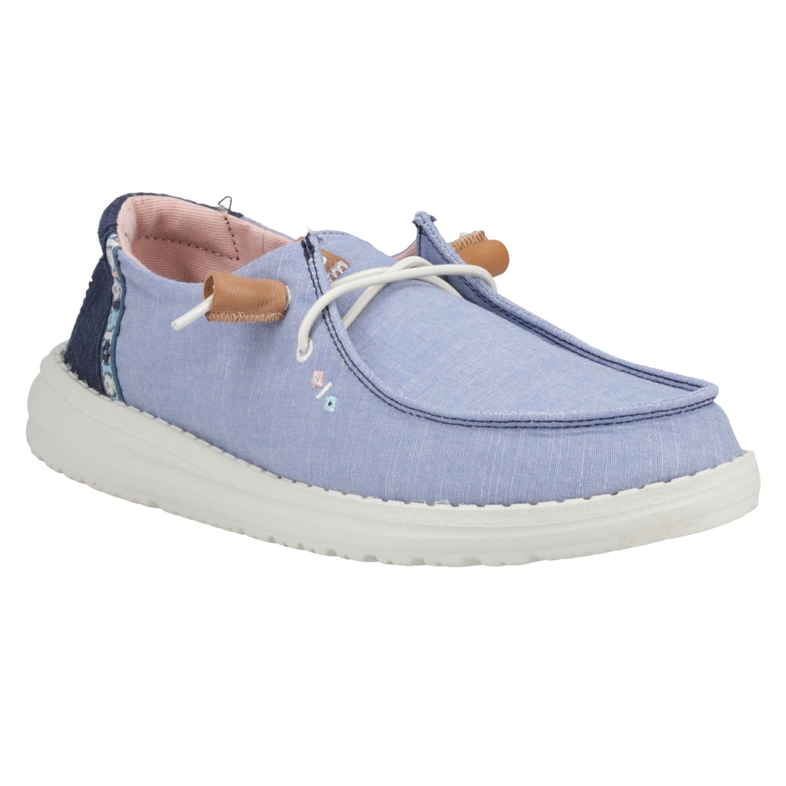 HEYDUDE Wendy Chambray Boho Mocassins Bleus Pour Femmes En Coton 100%