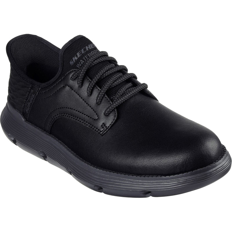 Skechers Garza Carlyn Chaussures En Cuir Noir À Lacets Pour Hommes