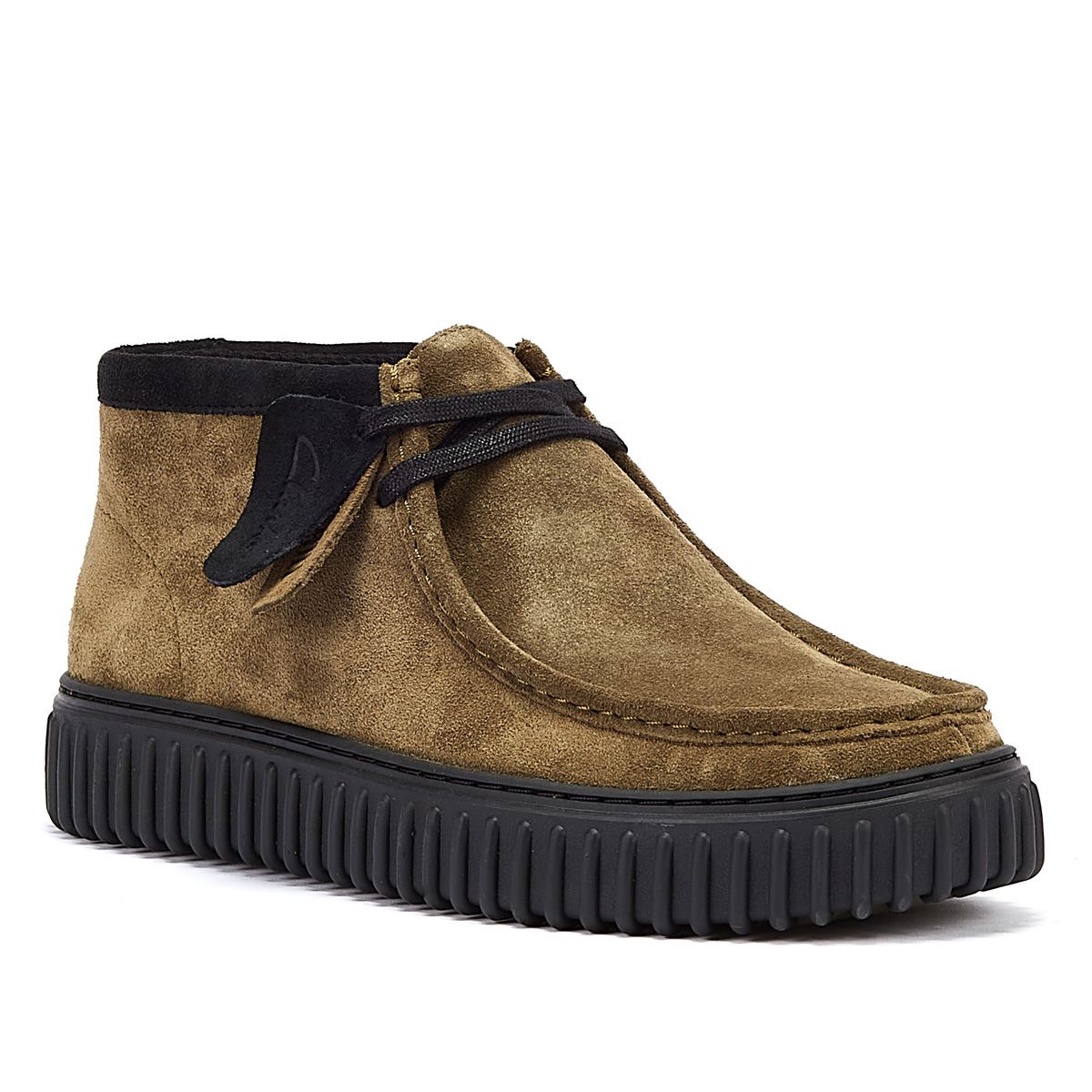 Clarks Main Torhill Hi Bottes En Daim Pour Homme Olive