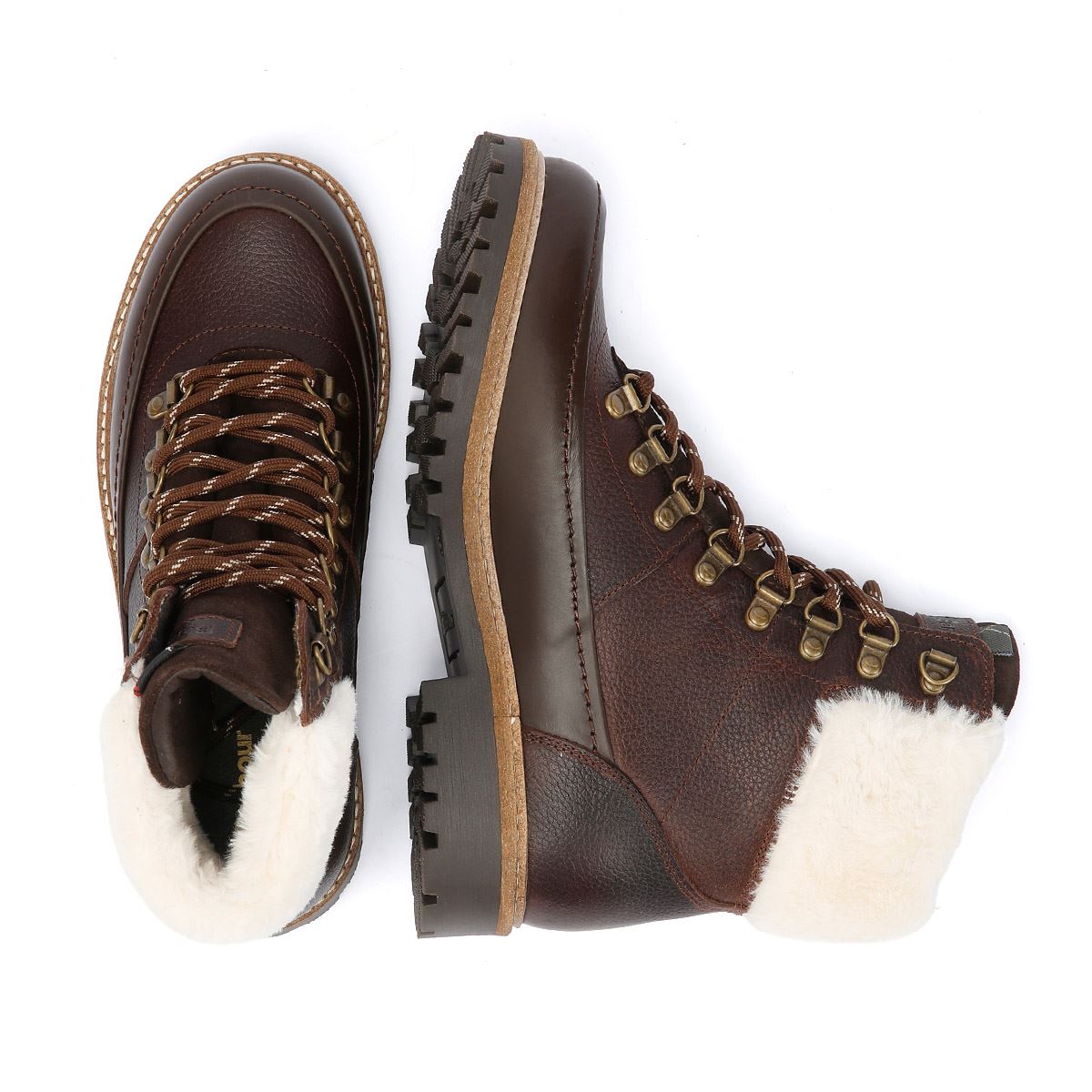 Barbour Woodside Hiker Bottes Marron En Cuir Pour Femmes