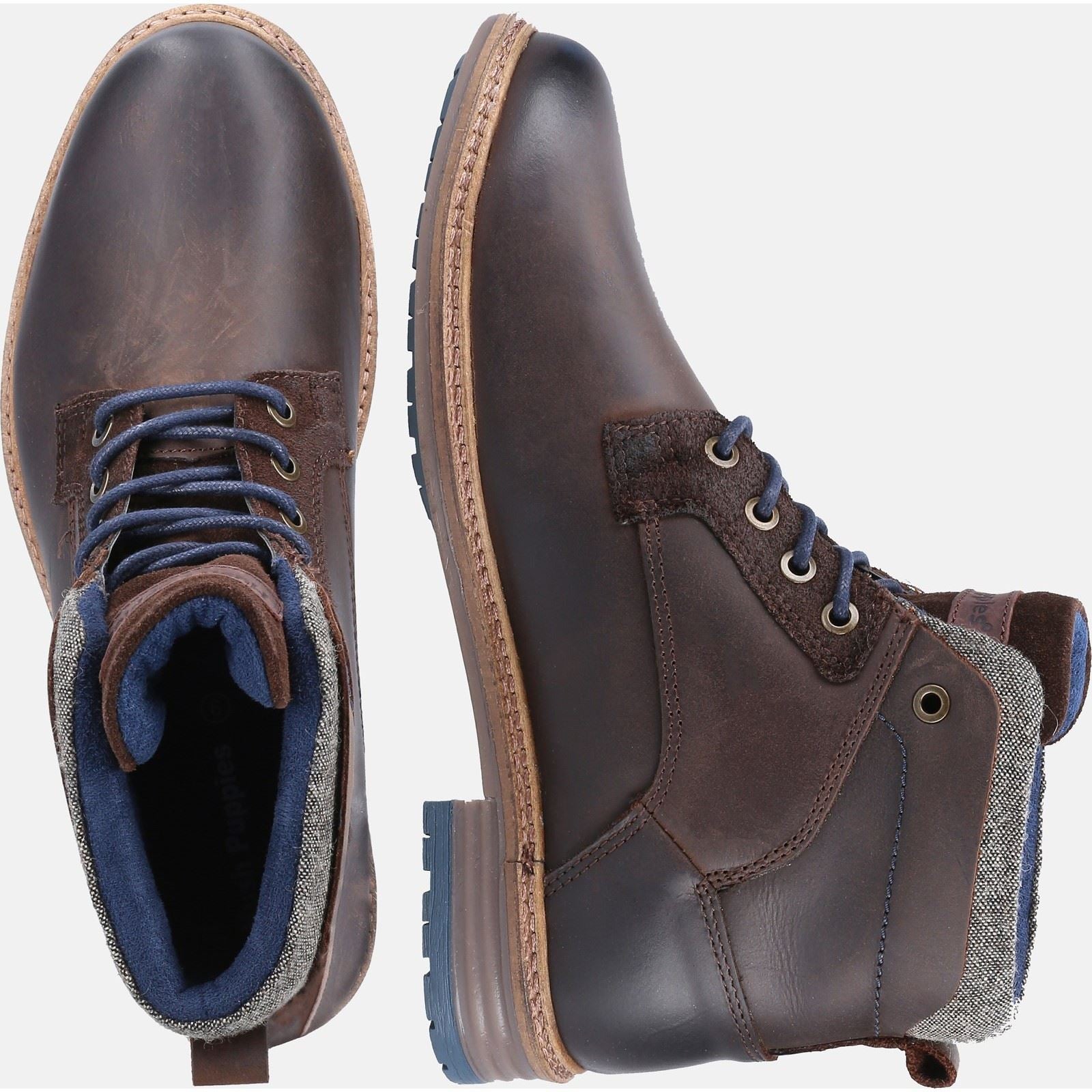 Hush Puppies Joel Bottes En Cuir Marron Pour Hommes