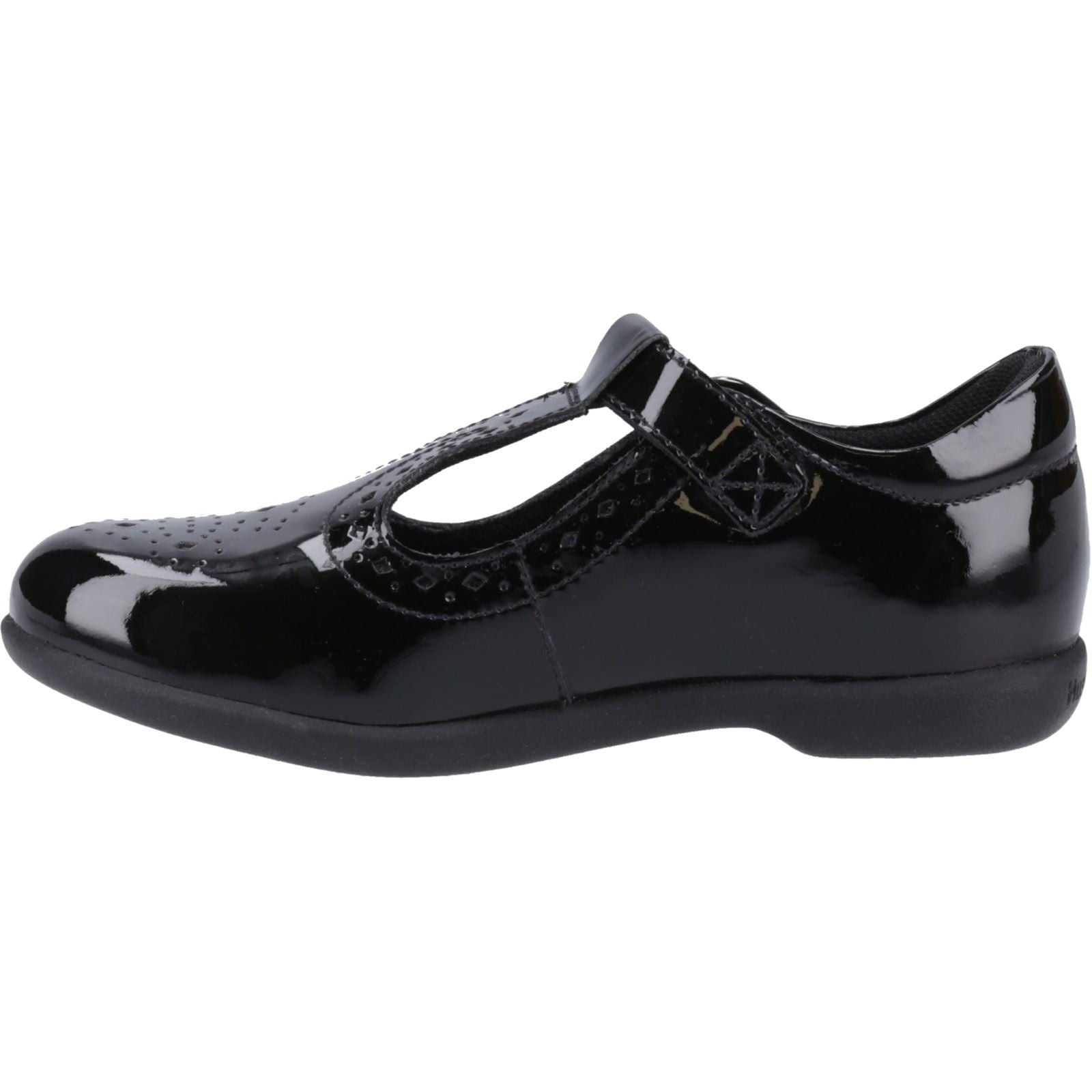 Hush Puppies Britney Patent Junior Chaussures Noires Pour Filles En Cuir