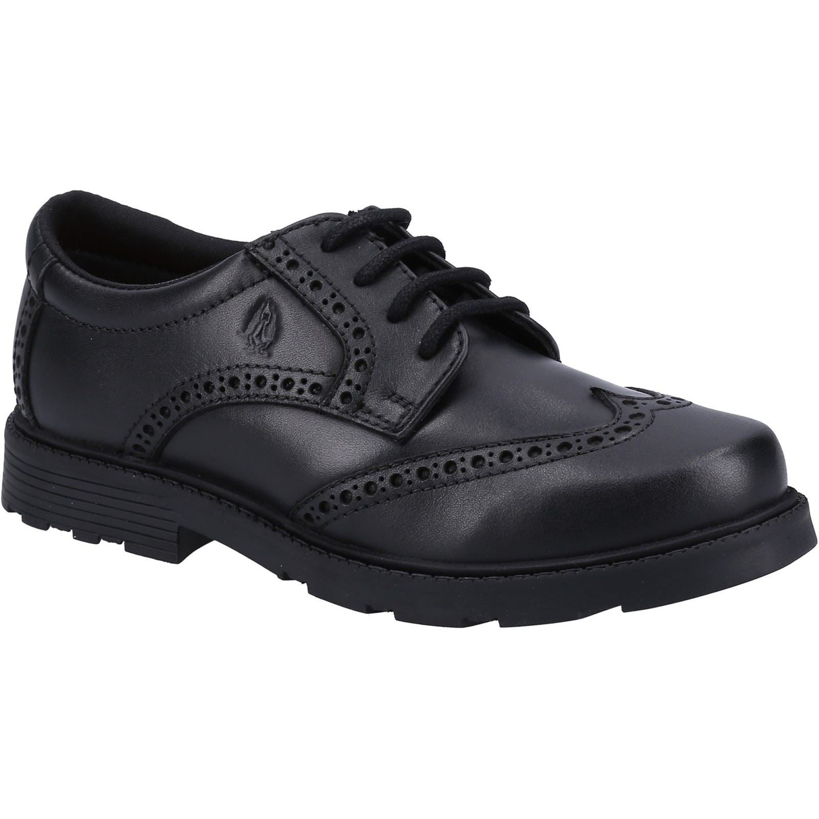 Hush Puppies Jacob SNR Chaussures Brogues Noires Pour Garçons En Cuir