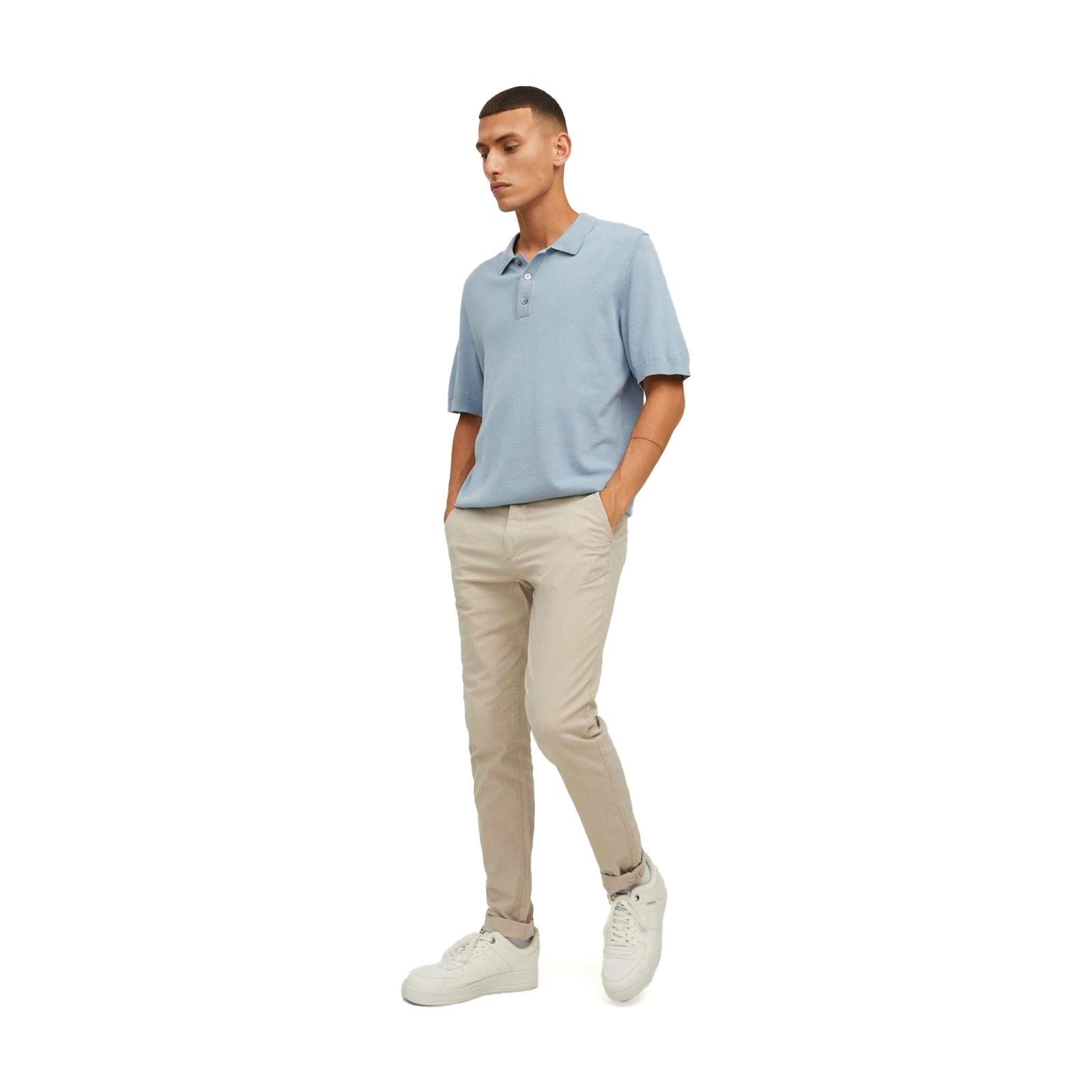Jack & Jones Marco Pantalons Chinos En Coton Pour Hommes Blanc Cassé