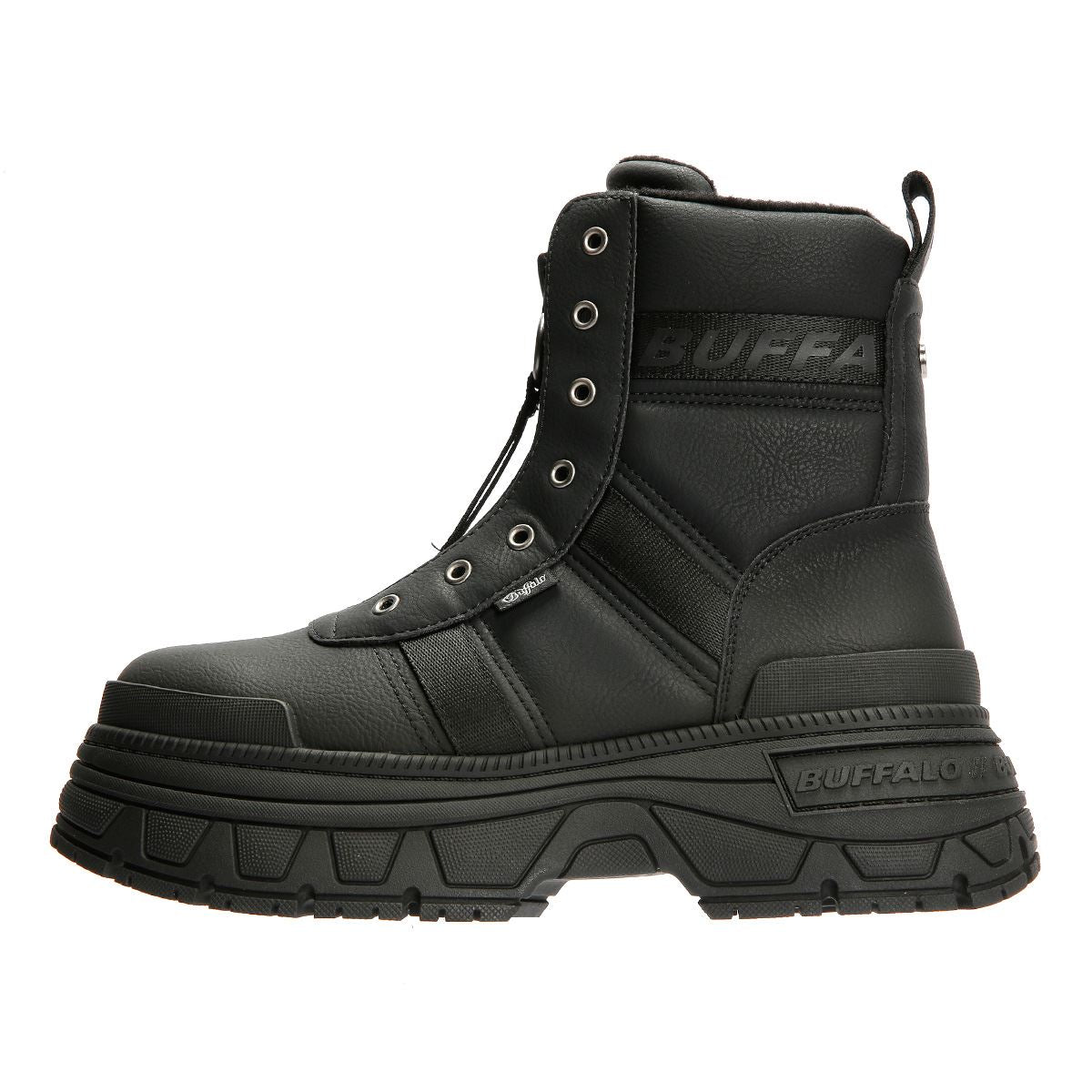 Buffalo Fusion Front Zip Bottes Noires Pour Femmes
