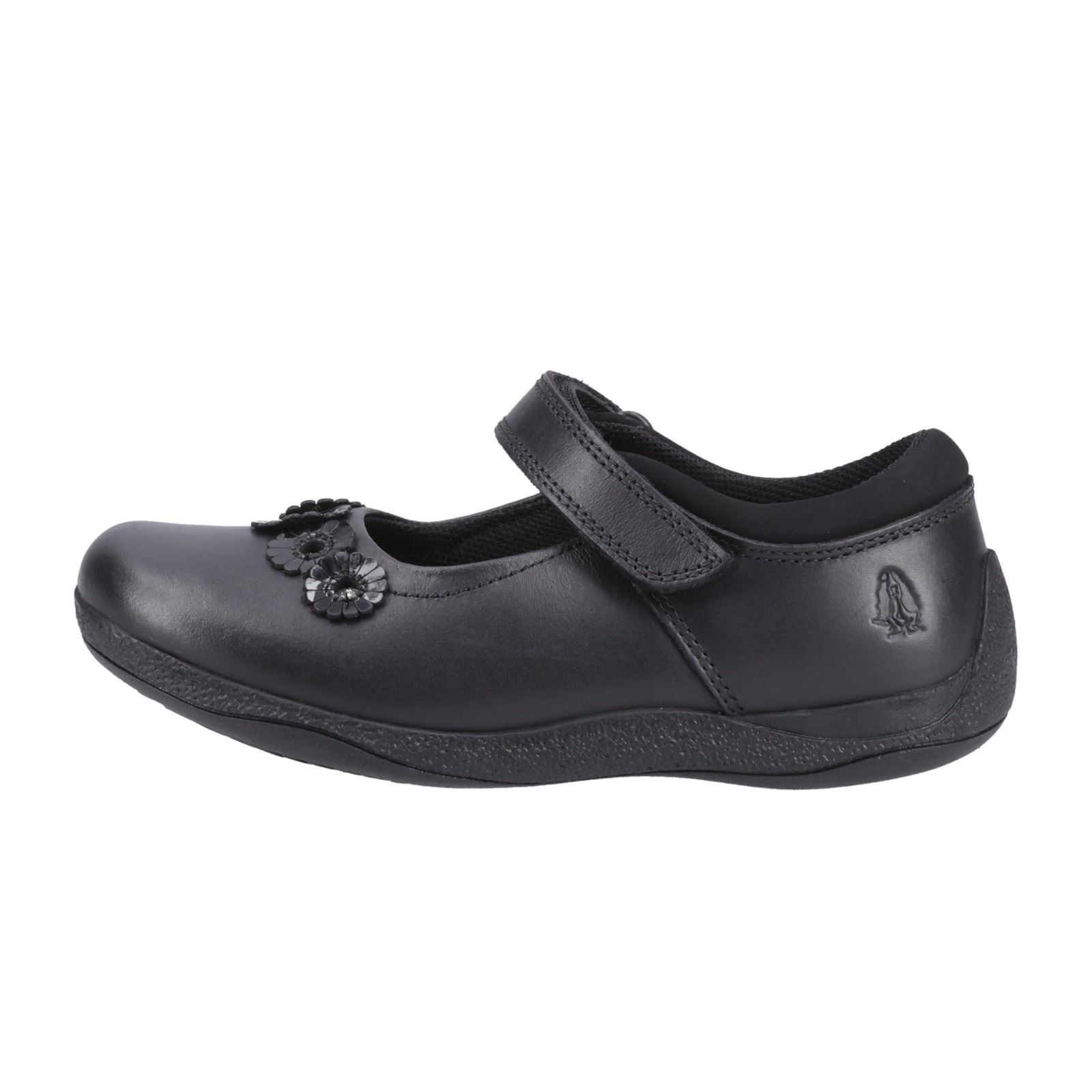 Hush Puppies Christina Junior Chaussures Noires Pour Filles En Cuir