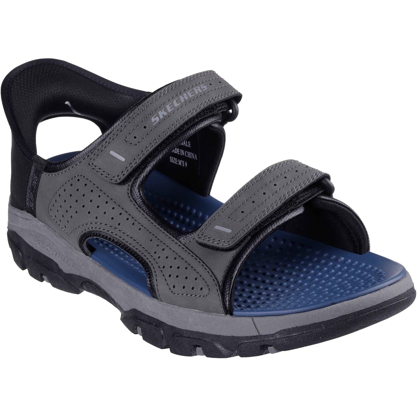 Skechers Tresmen - Reece Sandales En Charbon Pour Hommes En Polyuréthane