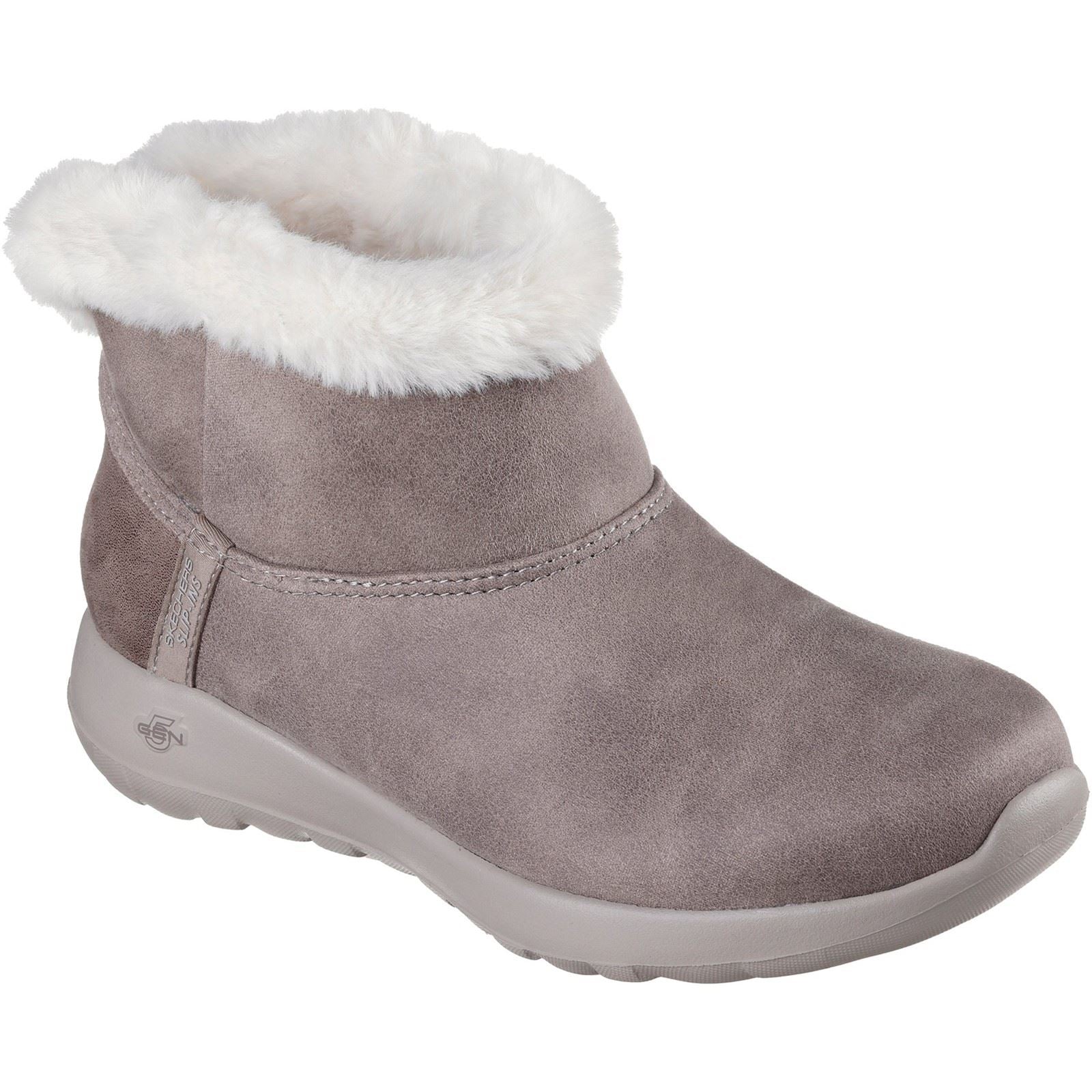 Skechers On-the-GO Joy Cozy Dream Bottes De Cheville D'hiver Pour Femme En Polyester Couleur Taupe Foncé