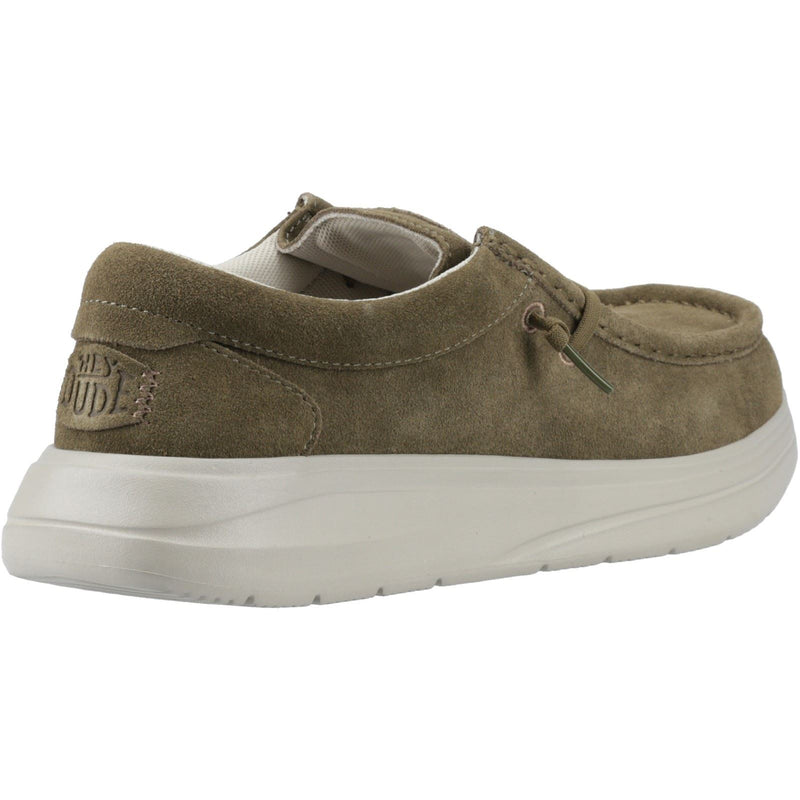 HEYDUDE Wally X Suede Chaussures Mocassins Pour Homme En Suède Olive Foncé/gris Pierre