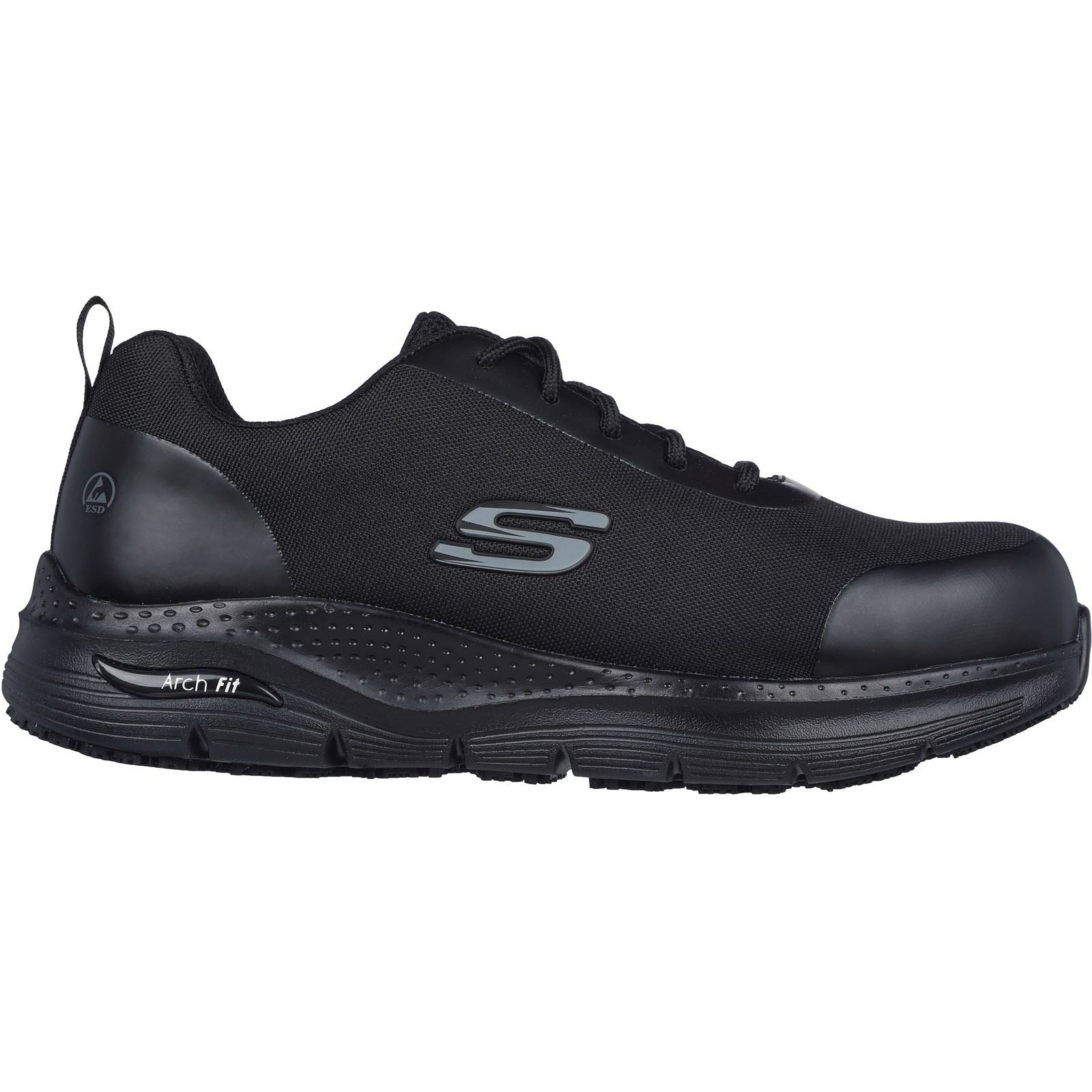 Skechers Workwear Arch Fit SR Ringstap Baskets De Sécurité Noires Pour Hommes En Textile