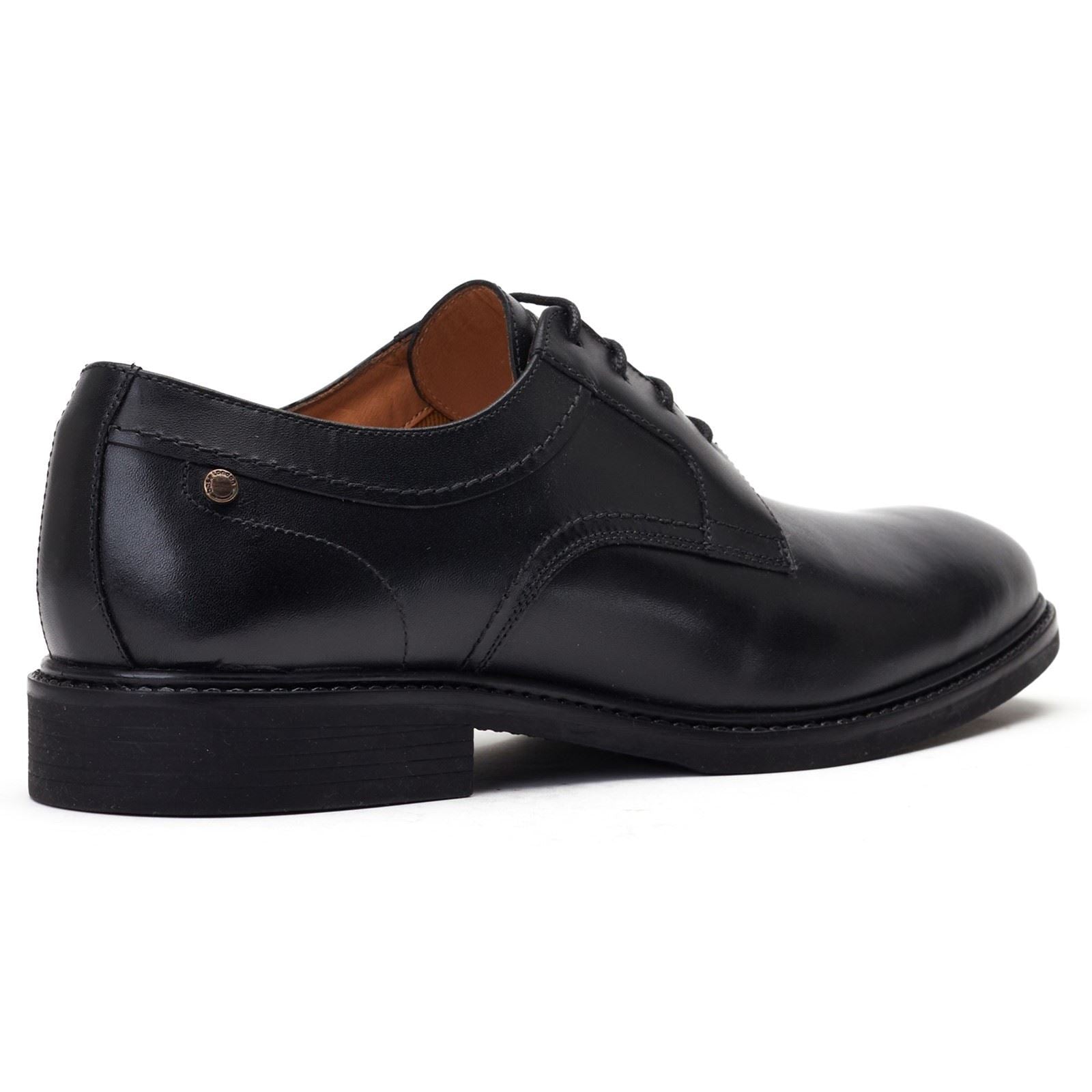 Base London Drake Waxy Chaussures Derby Noires Pour Homme En Cuir