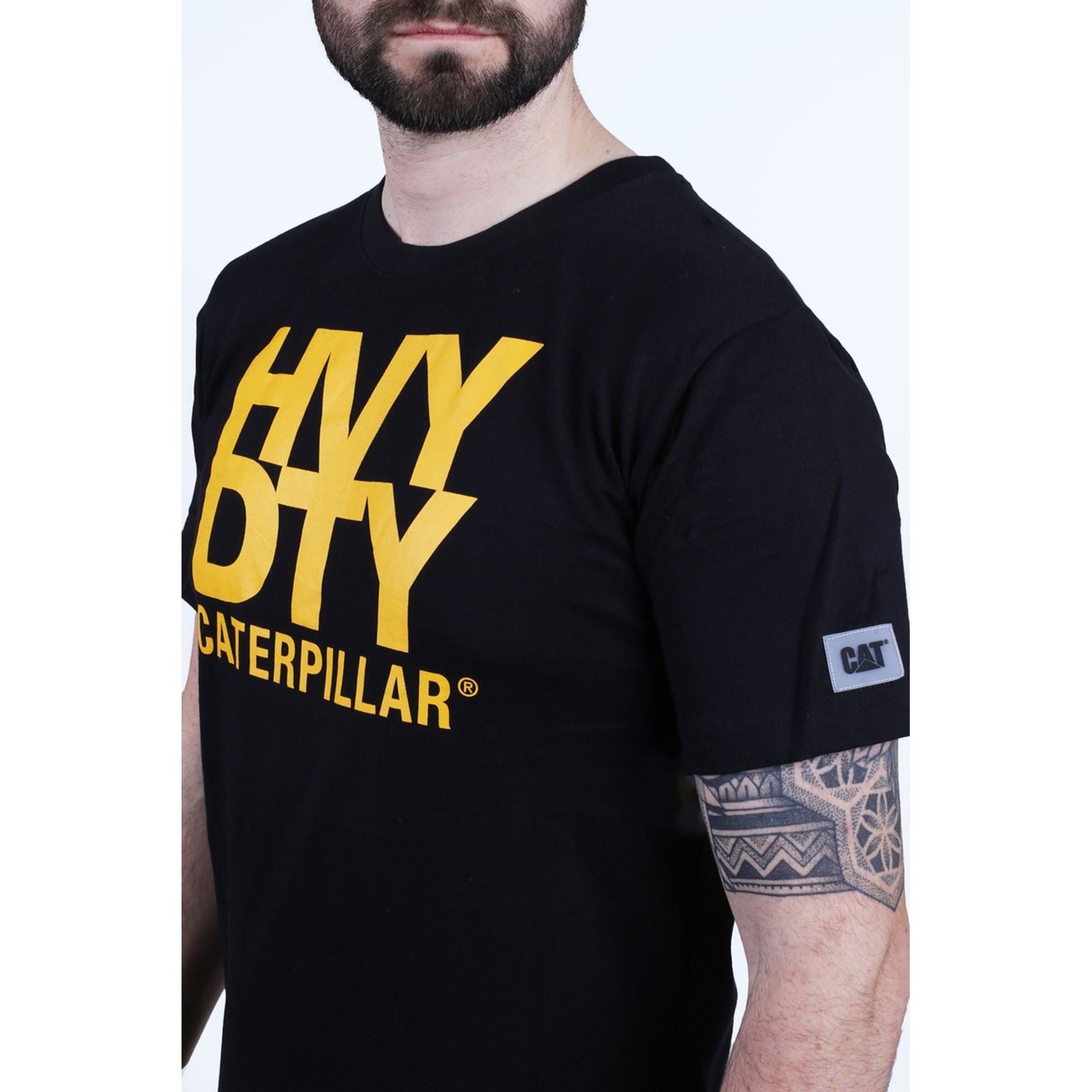 Caterpillar Heavy Duty T-Shirts À Manches Courtes Noirs En Coton Pour Hommes