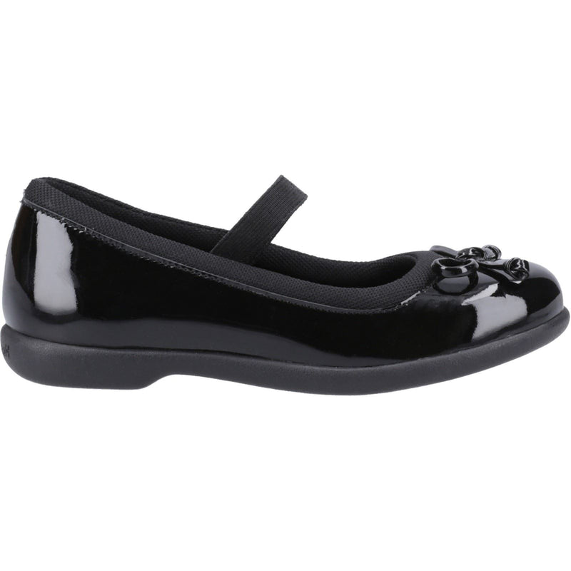 Hush Puppies Betty Patent Junior Chaussures Noires Pour Filles En Cuir