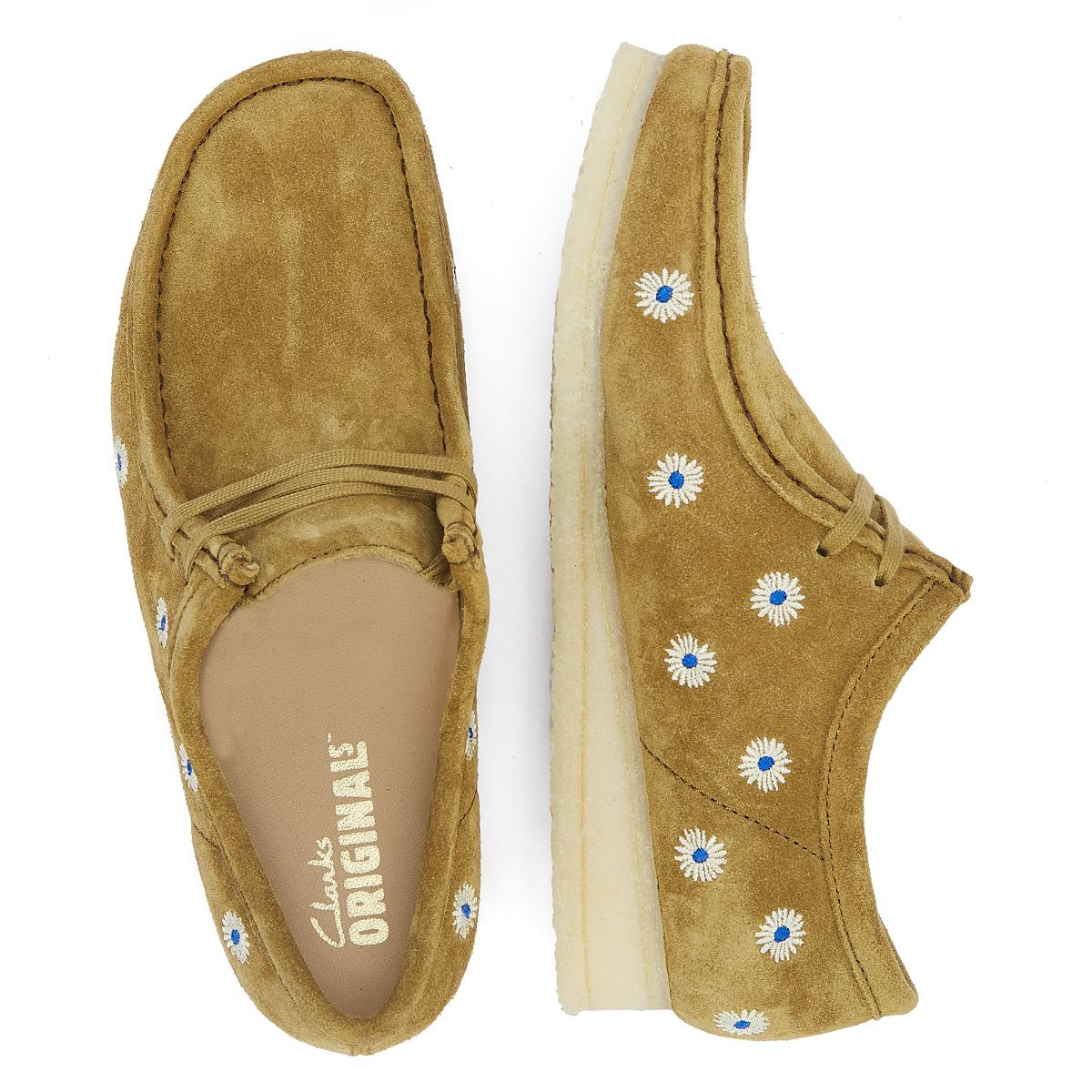 Clarks Originals Wallabee Embroidery Chaussures À Lacets En Daim Olive Foncé Pour Hommes