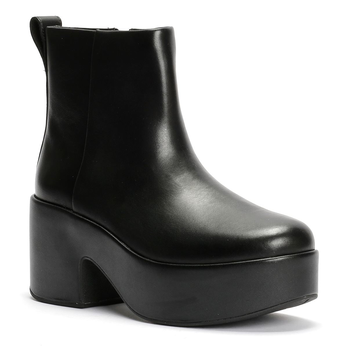 FitFlop Platfforms Heeled Bottes En Cuir Noires Pour Femmes