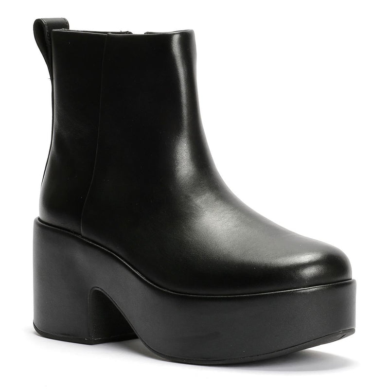 FitFlop Platfforms Heeled Bottes En Cuir Noires Pour Femmes