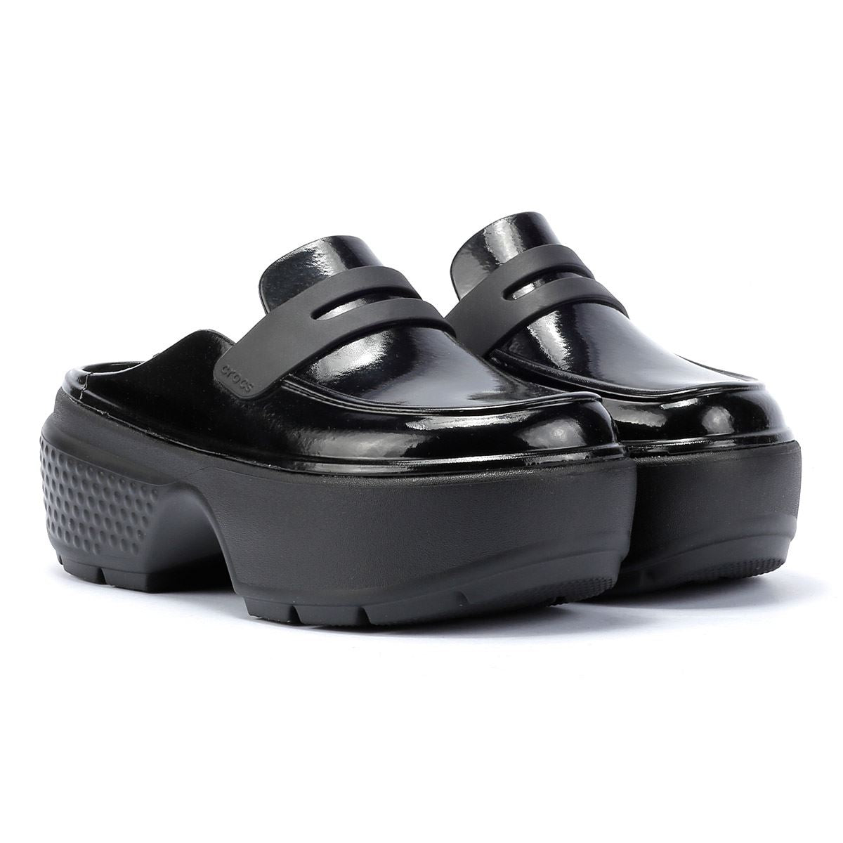 Crocs Stomp High Shine Mocassins Noirs Pour Femmes