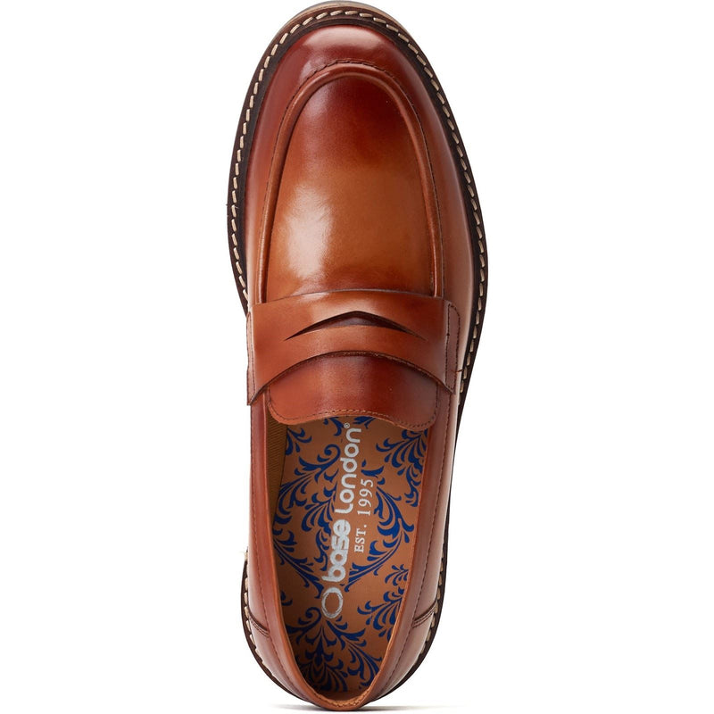 Base London Ivey Chaussures À Enfiler Pour Hommes En Cuir Brûlé.