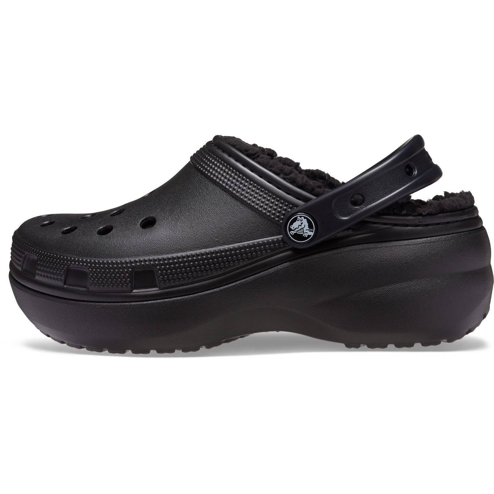 Crocs Classic Platform Lined Sabots Noirs pour Femmes en Thermoplastique