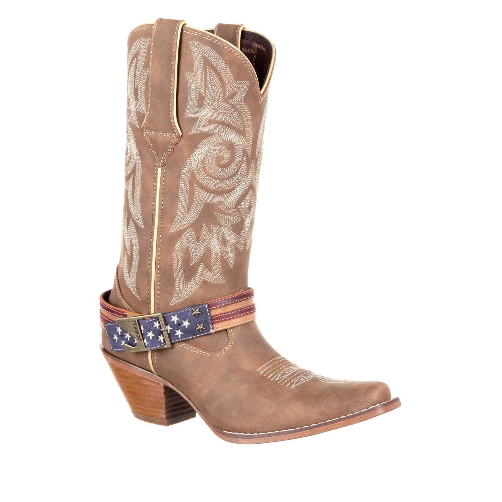 Durango Bottes En Cuir Homme Marron/Khaki Crush Flag