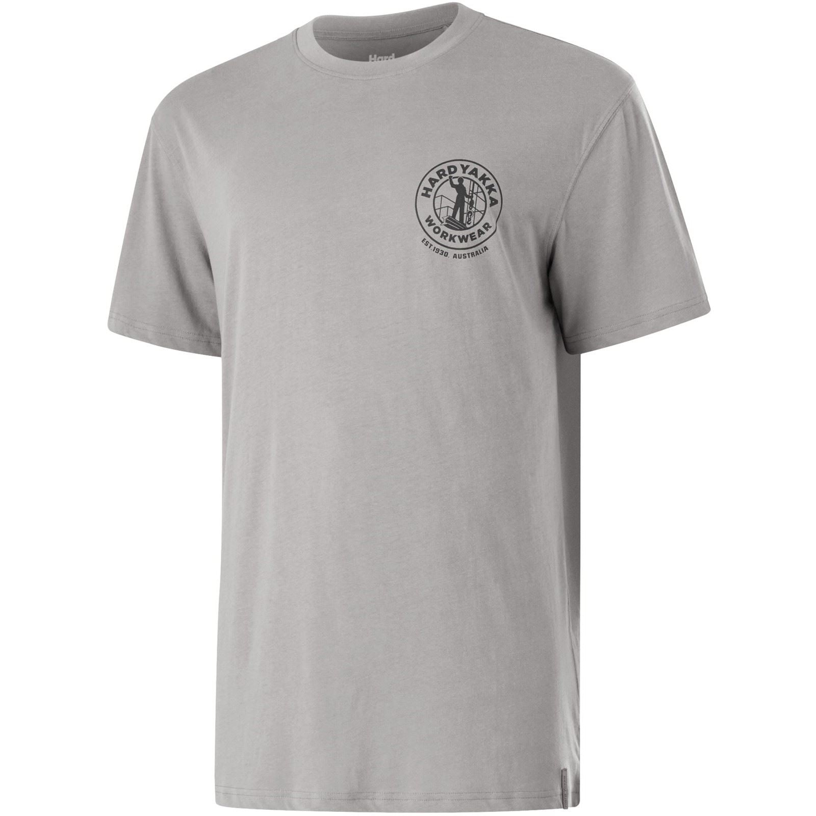 Hard Yakka Heritage Icon T-Shirts À Manches Courtes Grises Pour Hommes En Coton