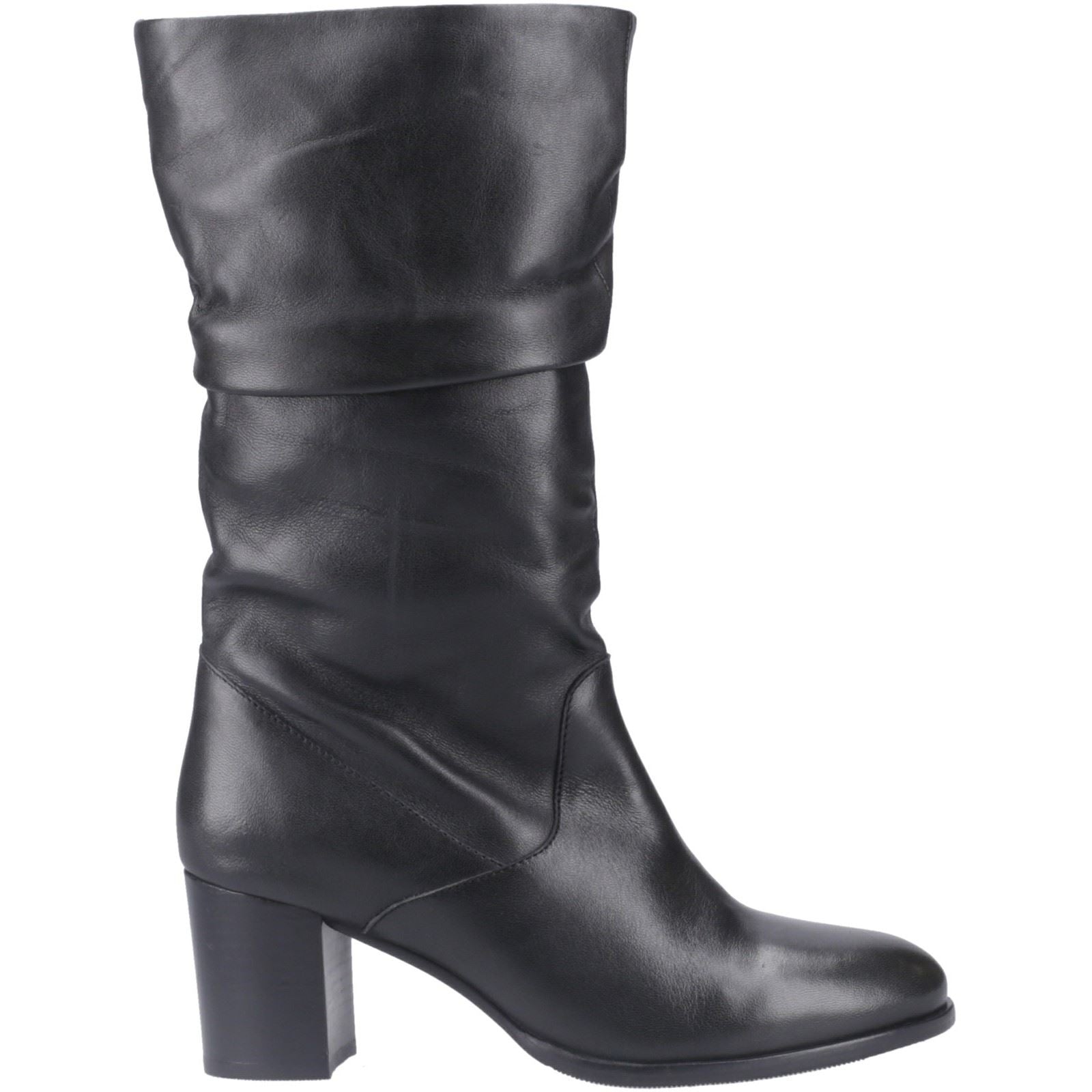 Hush Puppies Cosima Bottes Noires Montantes En Cuir À Talons Pour Femmes