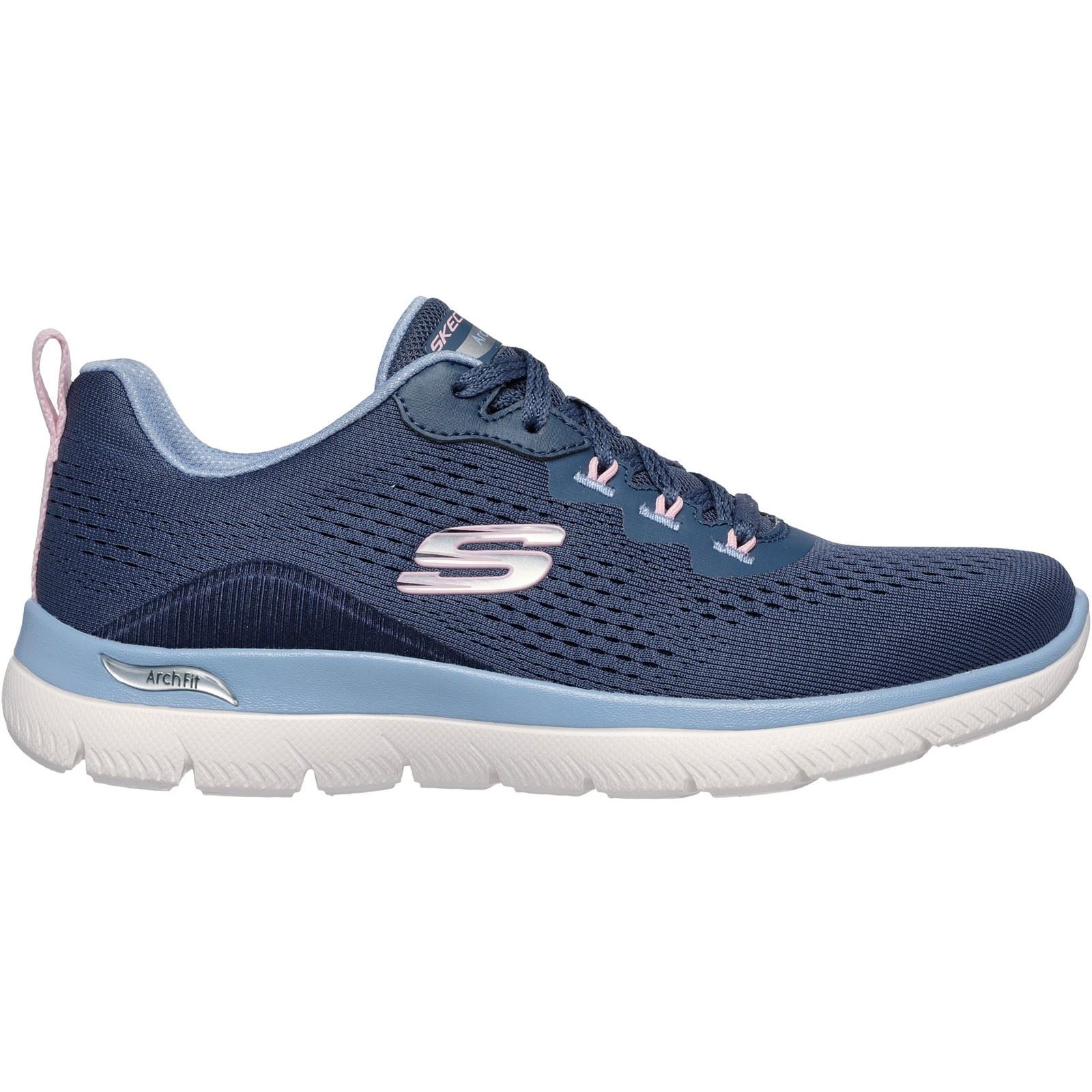Skechers Arch Fit Summits Baskets En Polyester Pour Femmes Bleu Marine/Bleu Clair