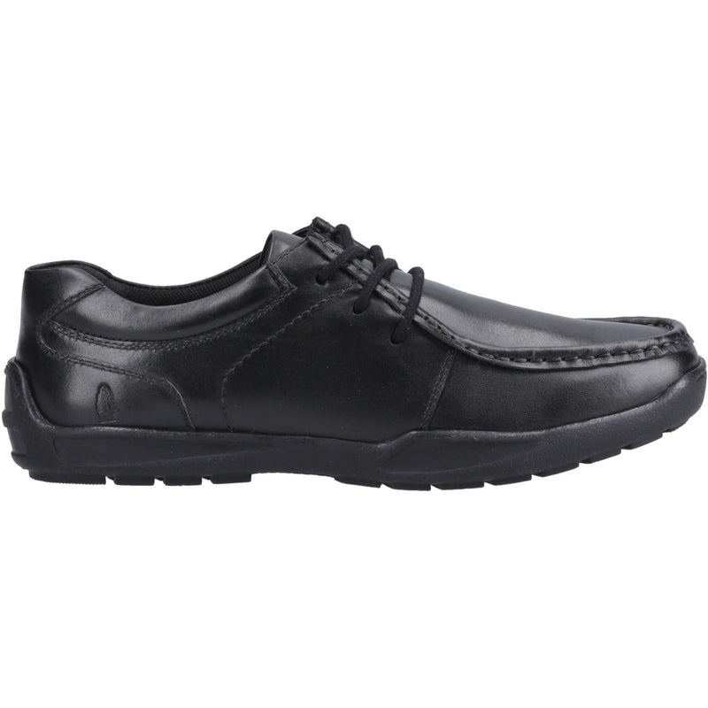 Hush Puppies Mackenzie Chaussures Noires Pour Garçons En Cuir À Lacets