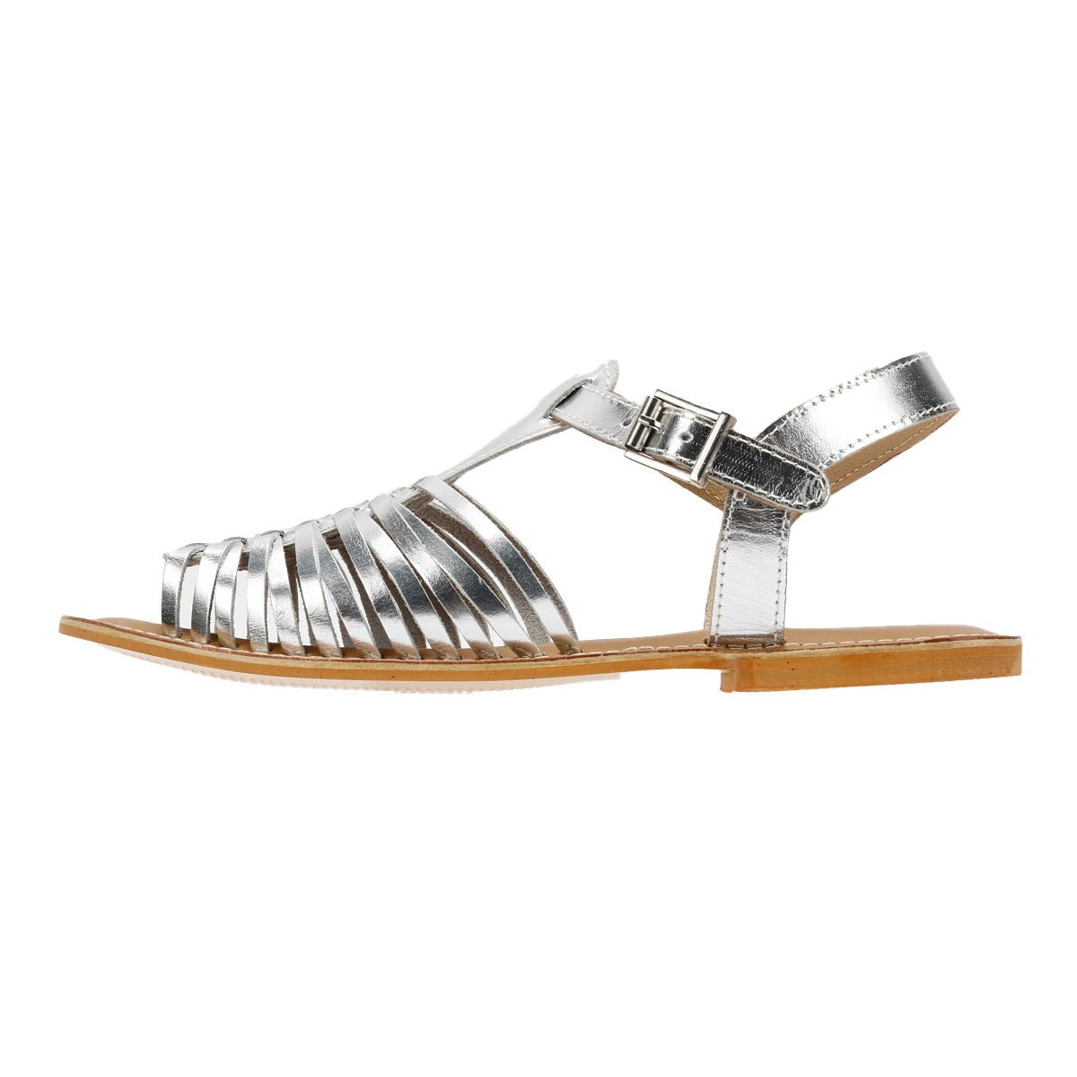 Tower London Hurache Sandales En Cuir Argent Pour Femme