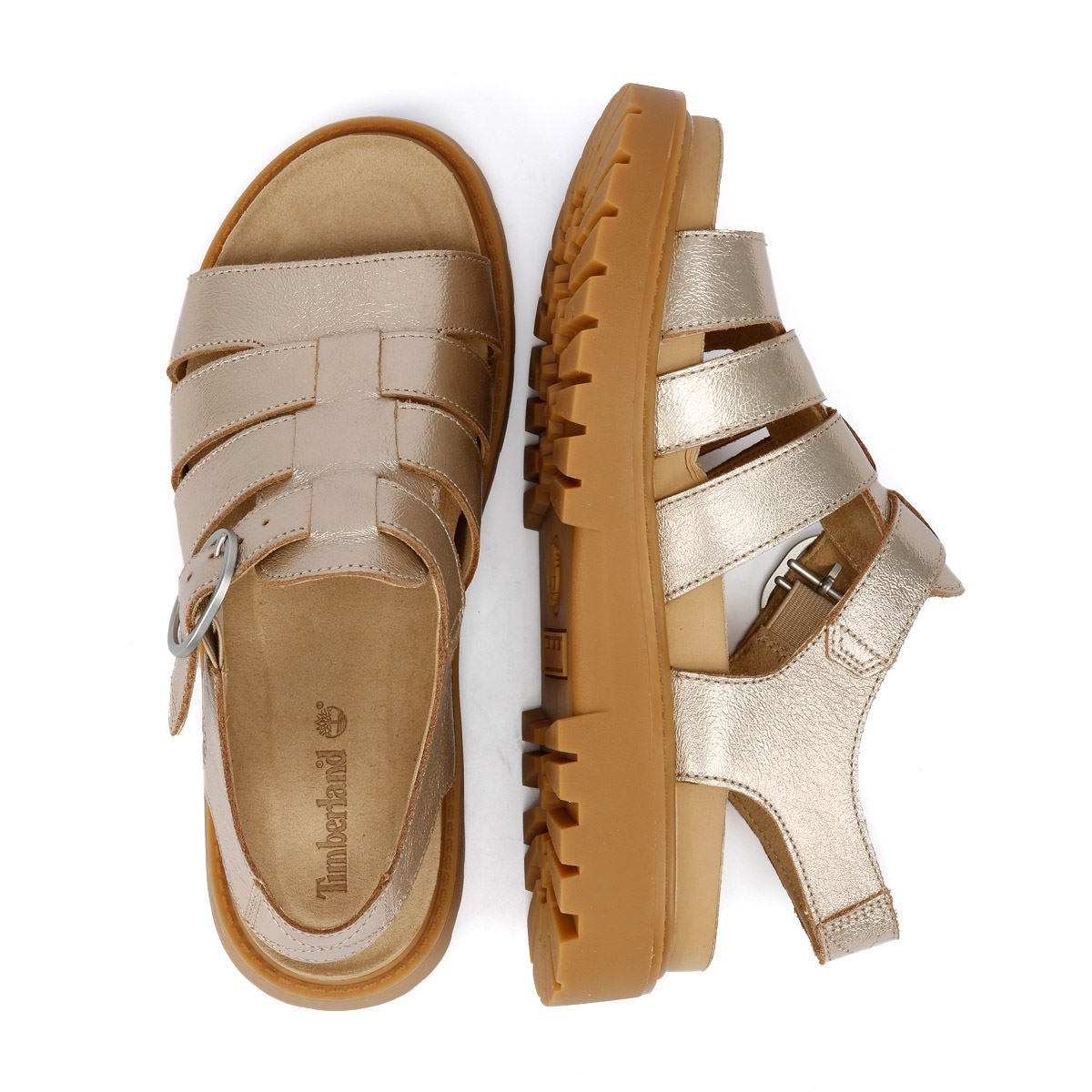 Timberland Clairemont Way Fisherman Sandales En Cuir Doré Pour Femme