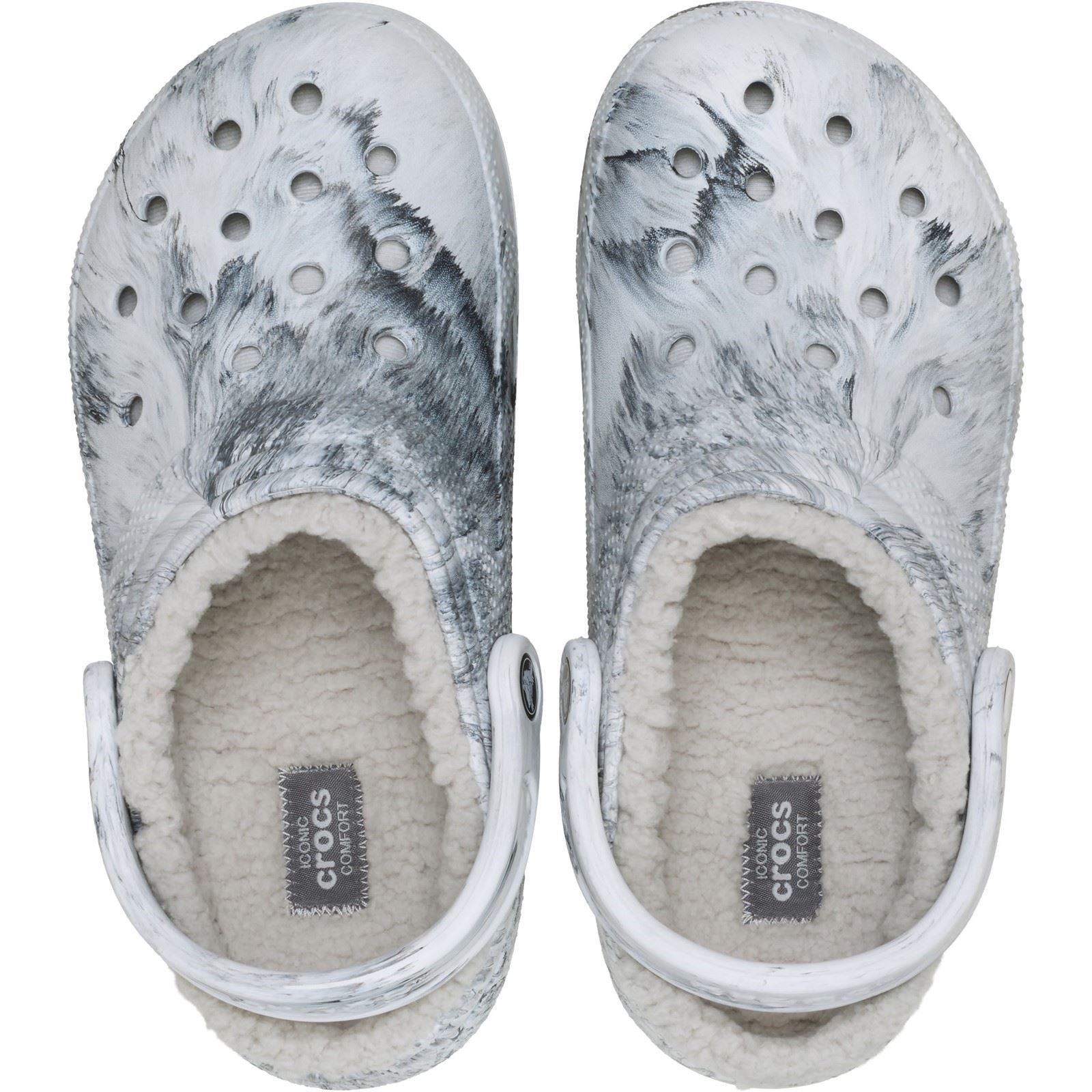 Crocs Classic Lined Clog Sabots En Swirl Gris Pour Femmes En Thermoplastique