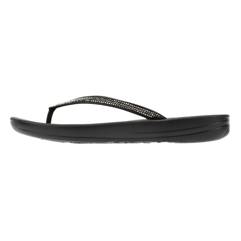 FitFlop Iqushion Sparkle Tongs Noires Pour Femmes En Caoutchouc