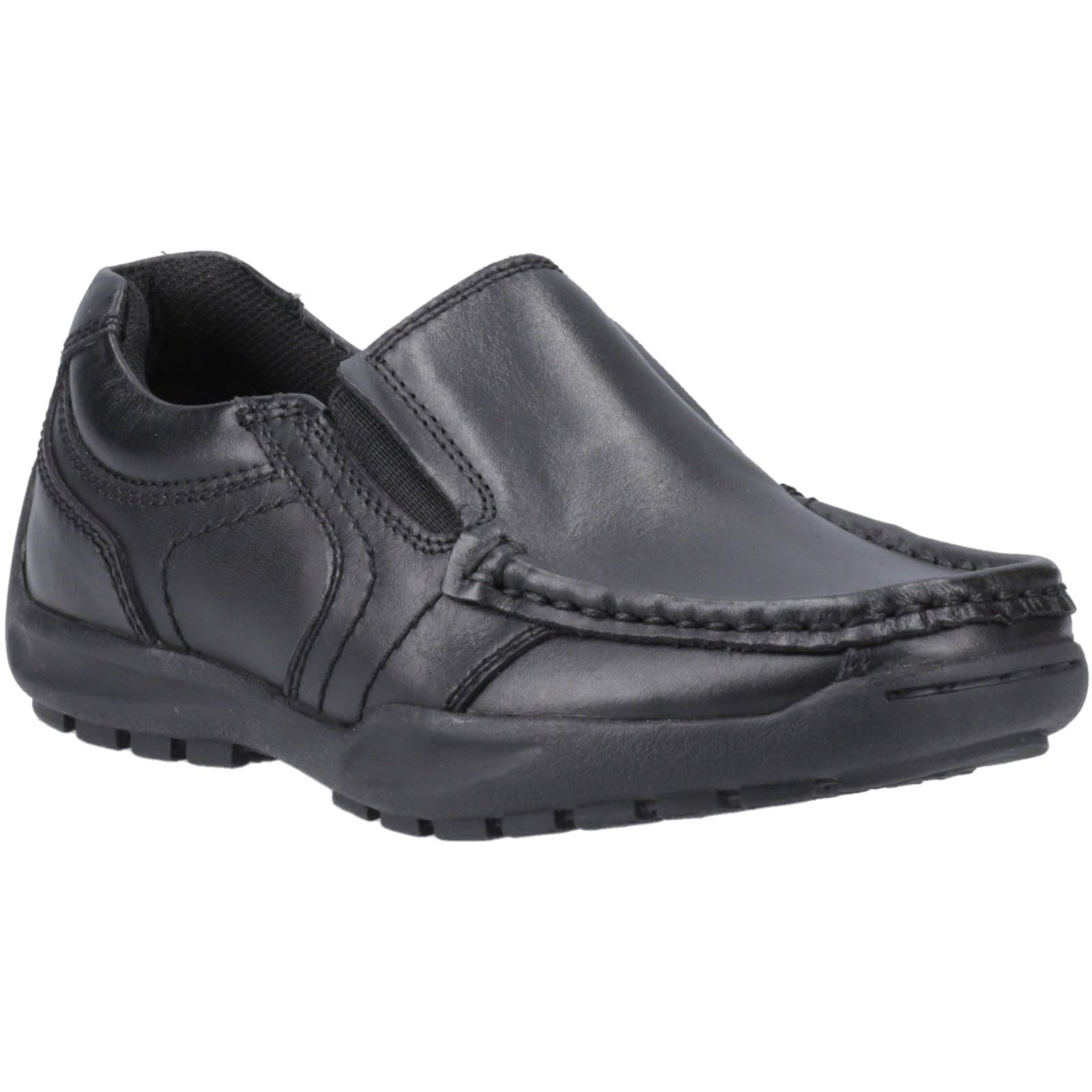 Hush Puppies Morgan Chaussures Noires Pour Garçons En Cuir