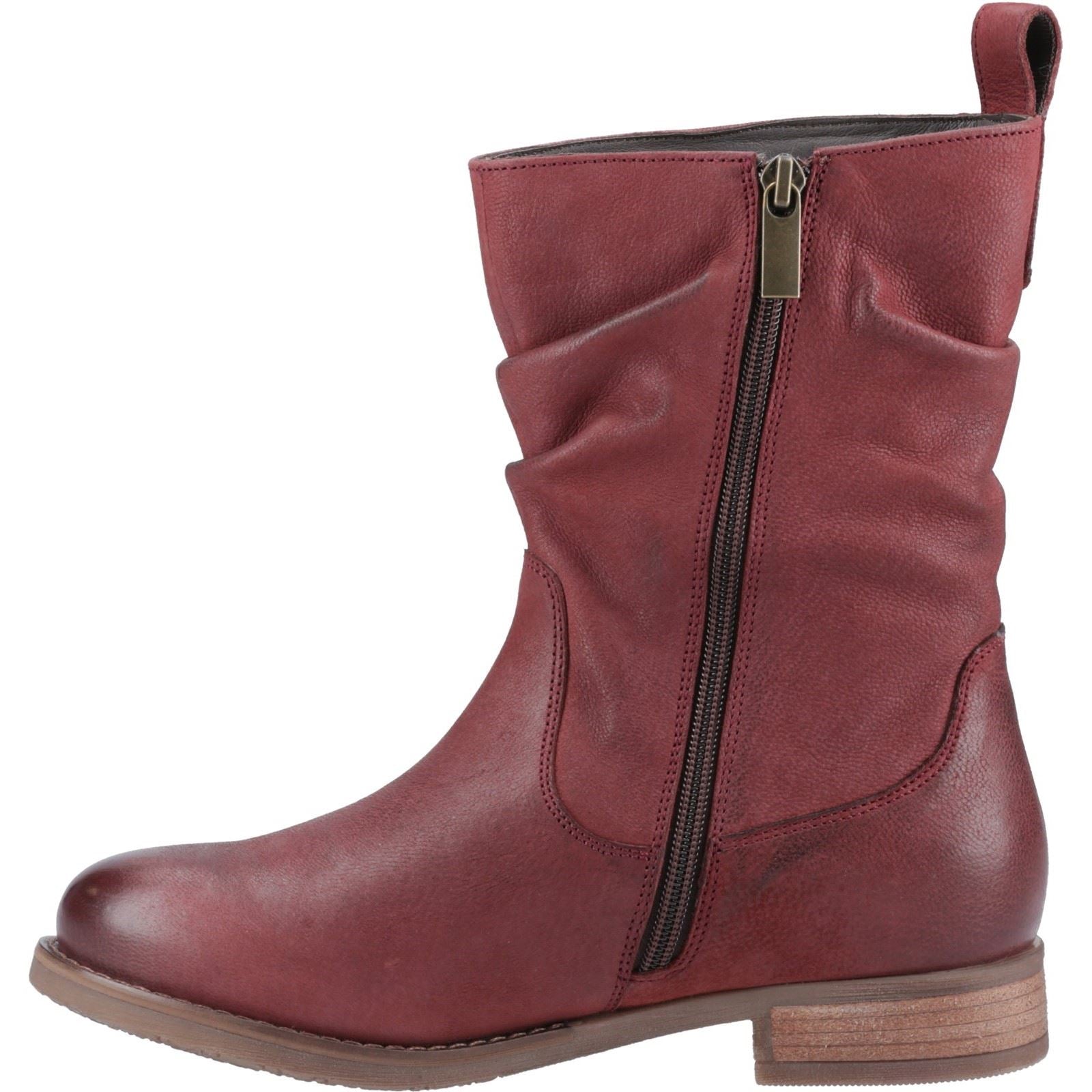 Hush Puppies Emilia Bottes Mi-mollet D'hiver En Cuir Bordeaux Pour Femme