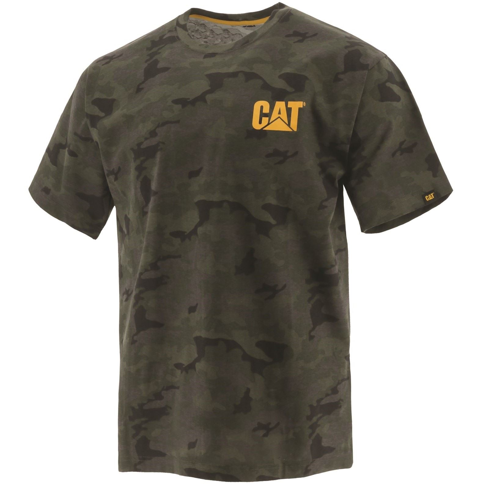 Caterpillar W05324 Trademark T-Shirts En Coton Pour Hommes Verts À Manches Courtes