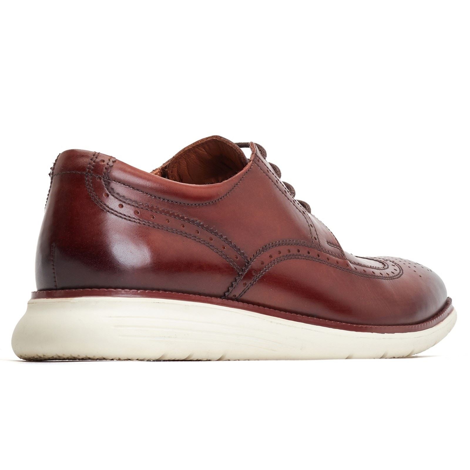 Base London Flight Chaussures Brogues Marron Brûlé En Cuir Pour Homme
