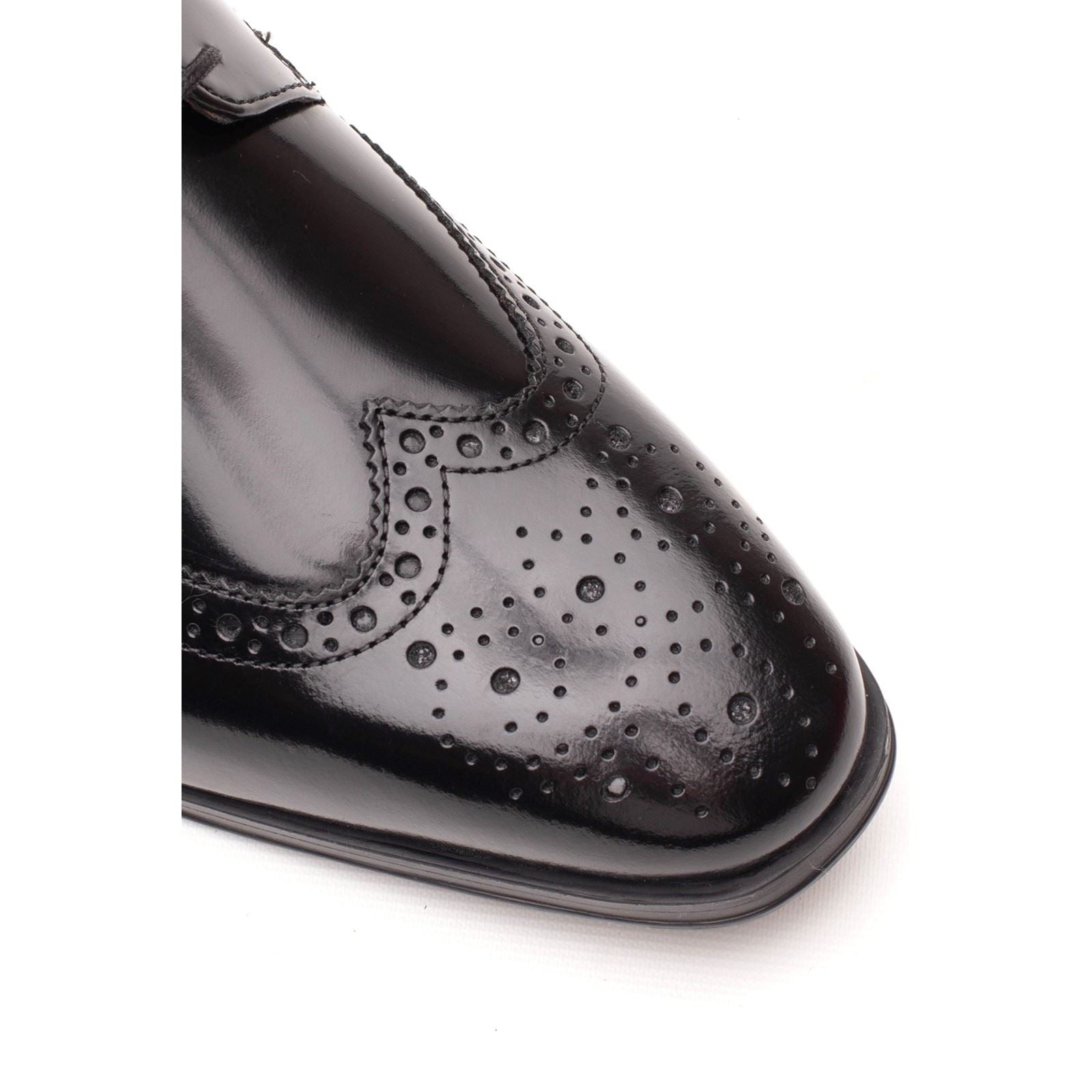 Base London Steeple Chaussures En Cuir Pour Hommes Richelieu Noir Brillant