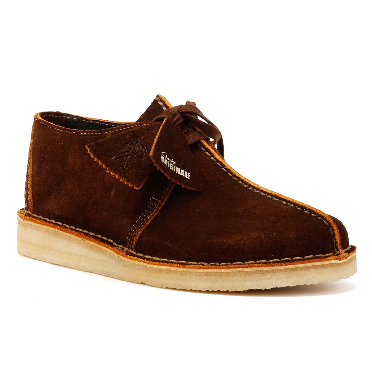 Clarks Originals Desert Trek Chaussures Homme En Daim Marron À Lacets