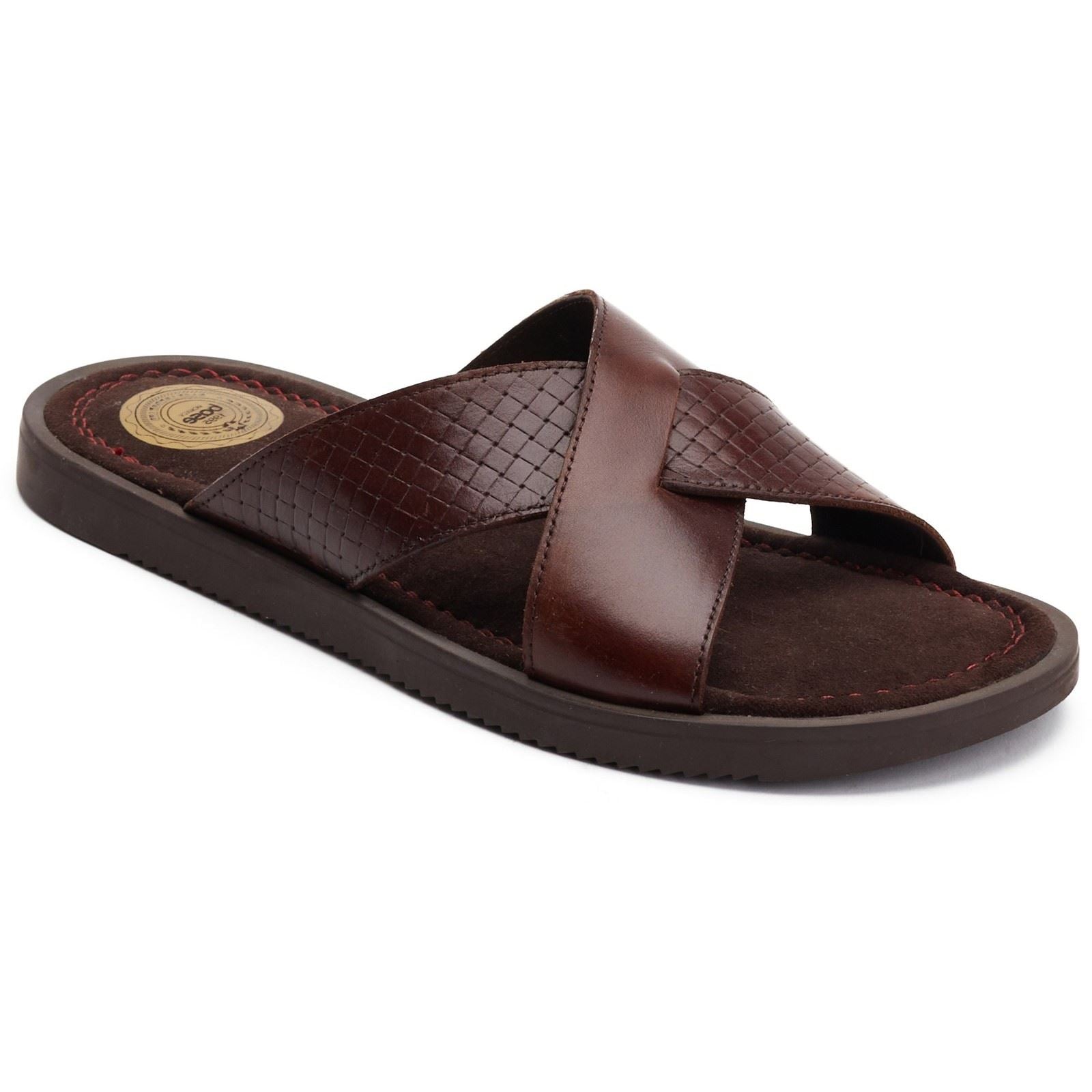 Base London Astro Sandales En Cuir Pour Hommes Marron Brûlé