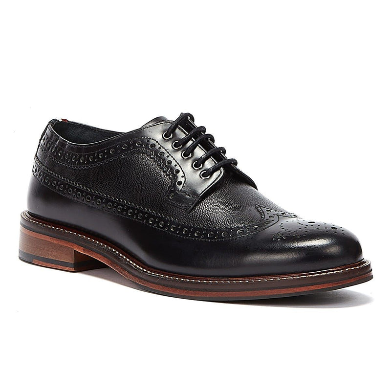 Ben Sherman Archie Brogue Chaussures En Cuir Noir À Lacets Pour Hommes