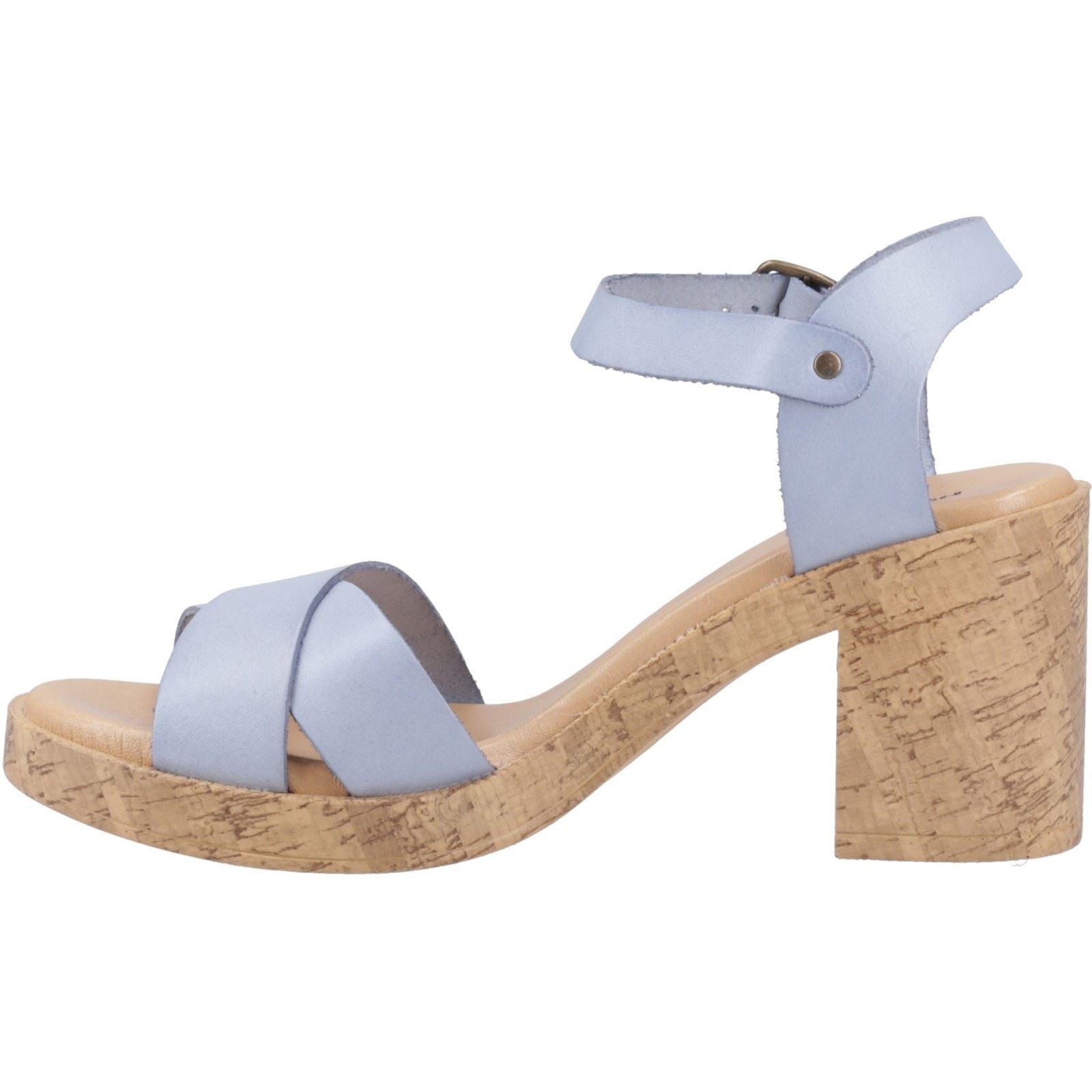 Hush Puppies Georgia Cork Sandales Bleues En Cuir Pour Femme