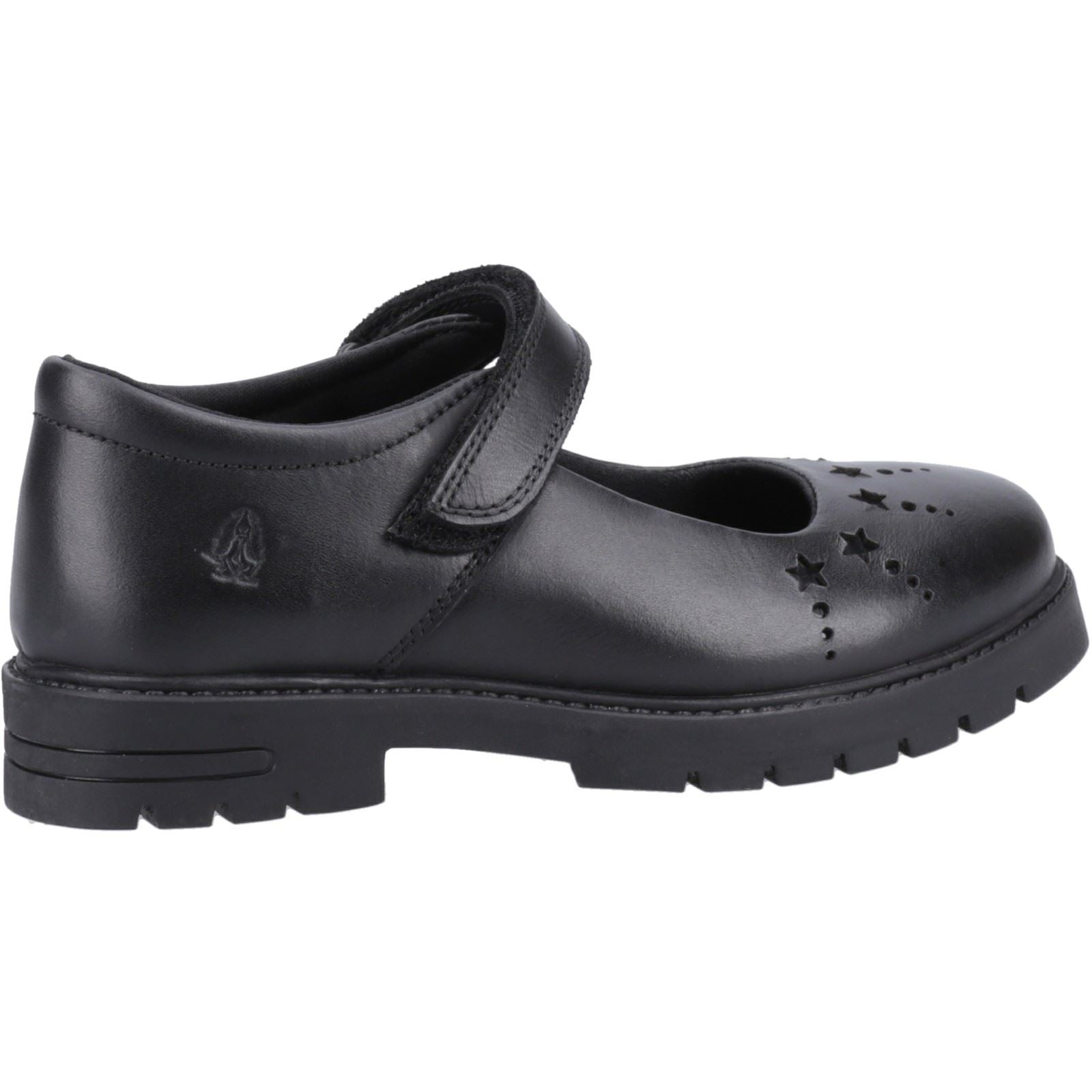 Hush Puppies Sabrina Junior Chaussures Noires Pour Filles En Cuir