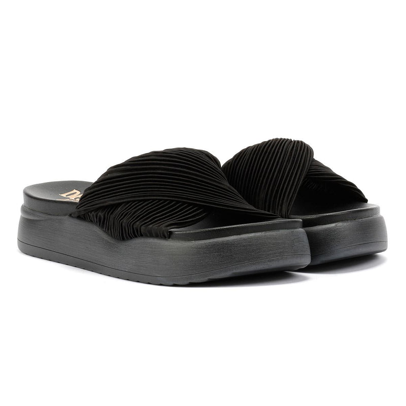 Desert Fleur Gabbro Sandales Noires Pour Femme En Satin