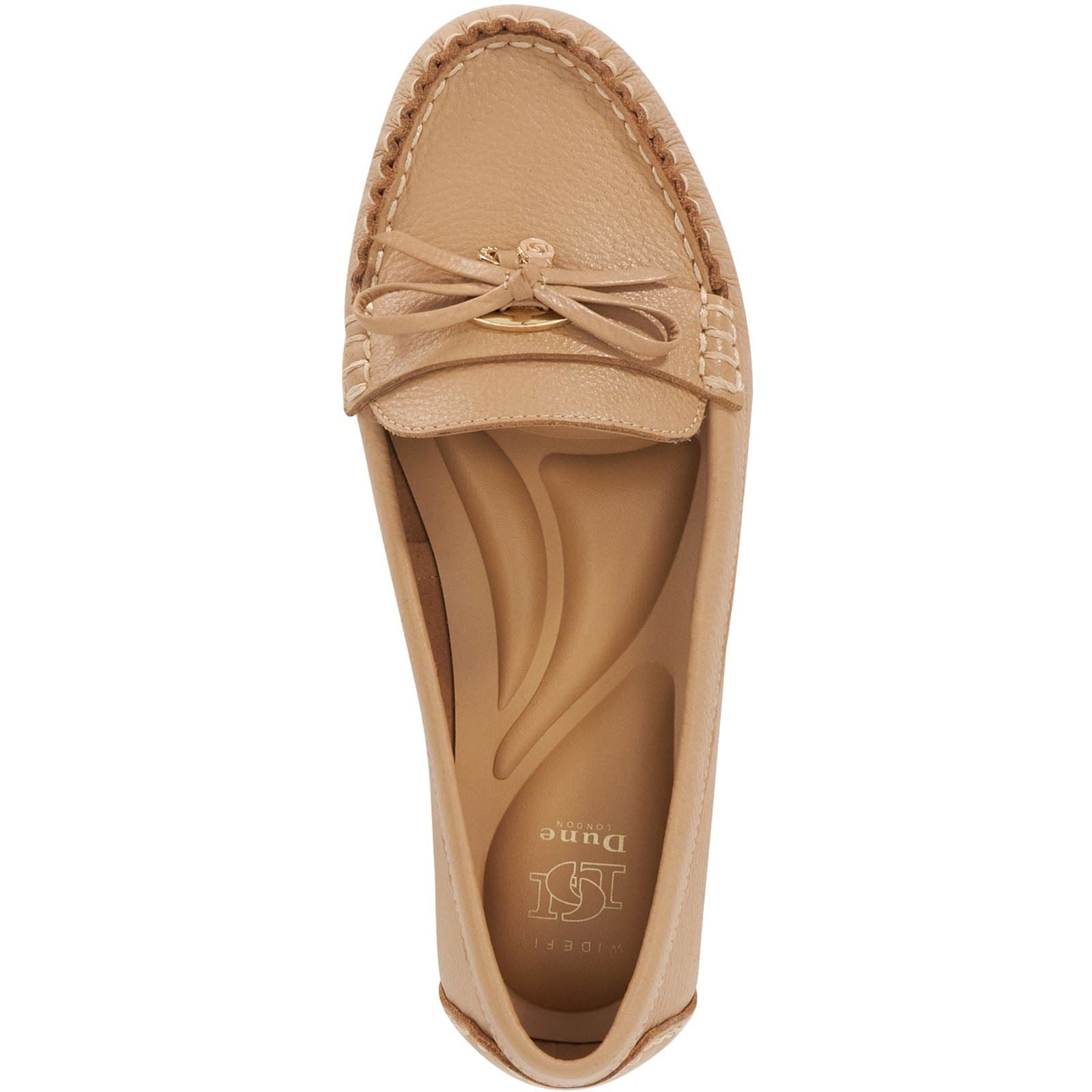 Dune Grovers Wide Fit Chaussures Mocassins Pour Femmes En Cuir De Chameau