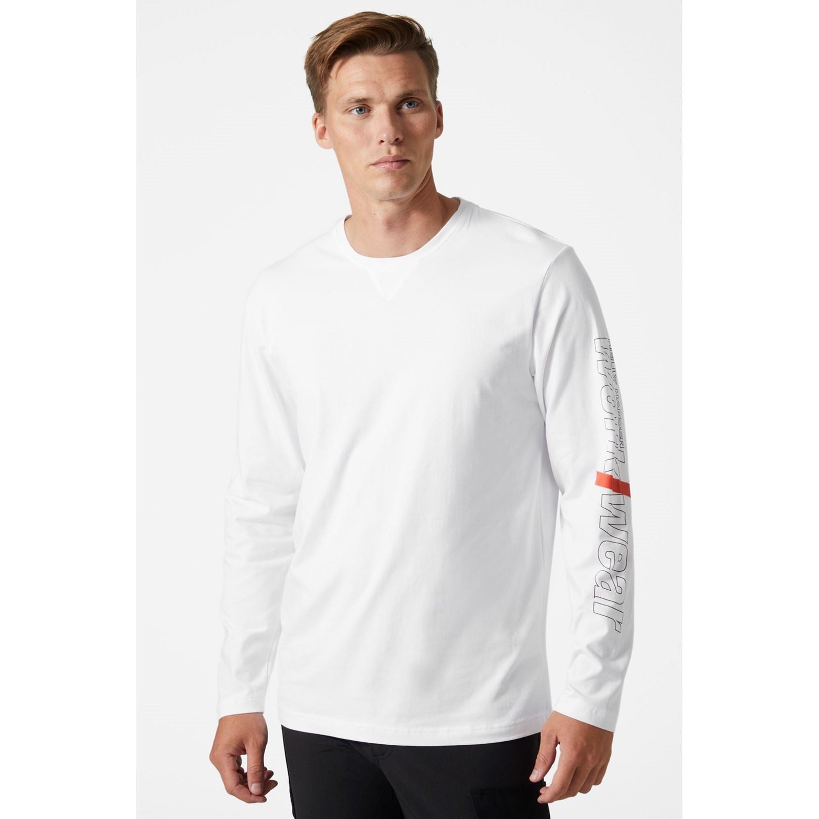 Helly Hansen Workwear Logo Longsleeve T-Shirt Blanc En Coton Pour Hommes