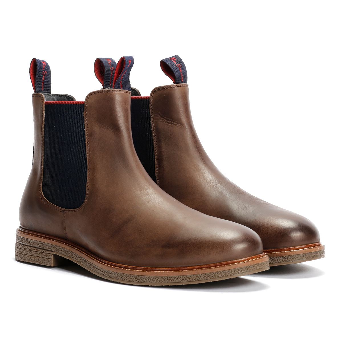 Ben Sherman Walker Chelsea Bottes En Cuir Pour Hommes Marron
