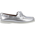 Sperry Authentic 2 Eye Chaussures Bateau En Cuir Argent Pour Femmes