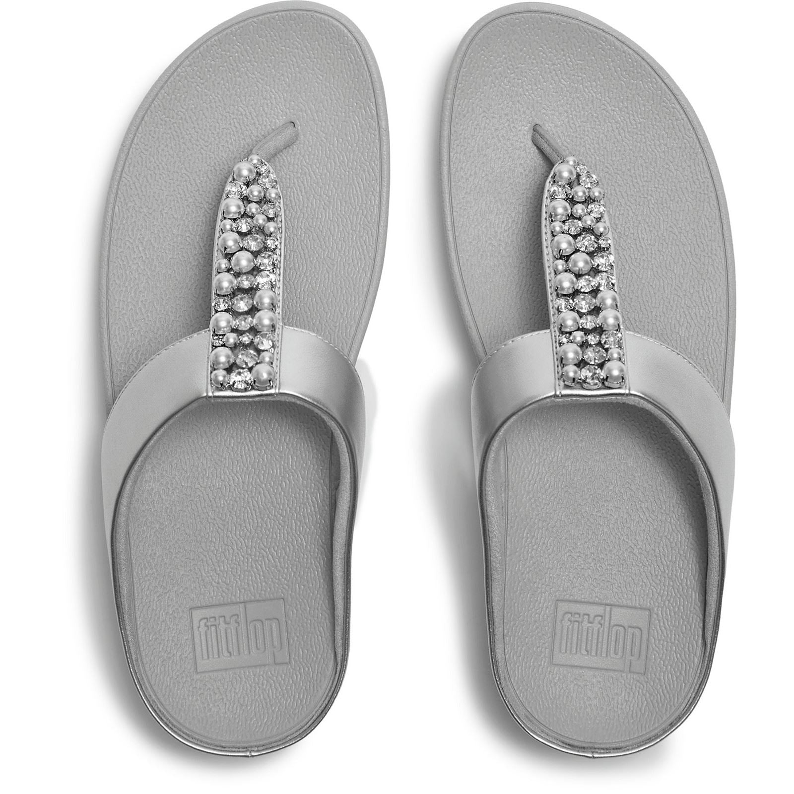 Fitflop Fino Toe-Post Sandales Argentées En Polyuréthane Pour Femmes