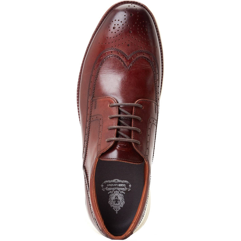 Base London Flight Chaussures Brogues Marron Brûlé En Cuir Pour Homme